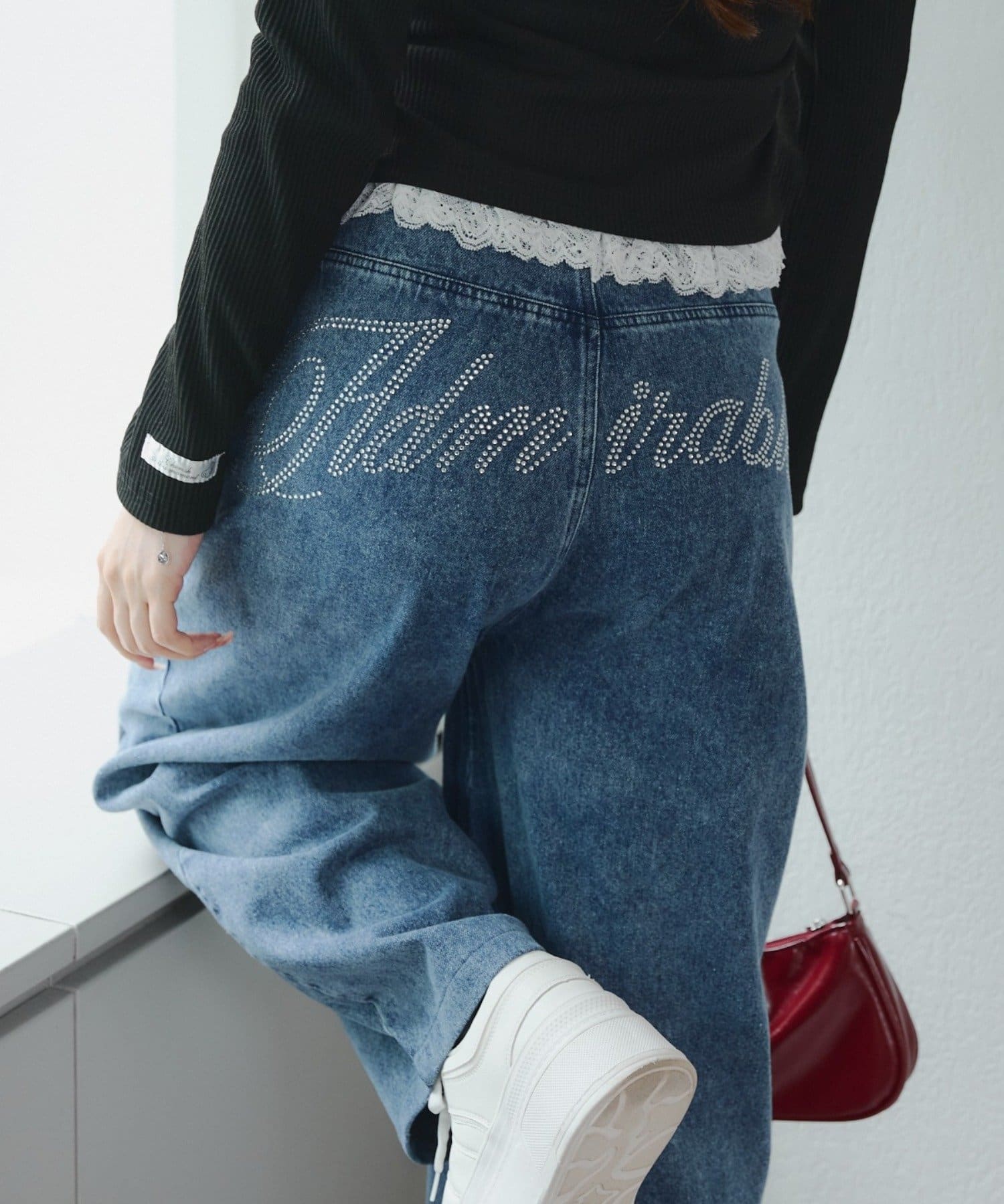 NICE CLAUP / OLIVE des OLIVE OUTLET(ナイスクラップ  / オリーブ デ オリーブ アウトレット) 夢かわいい【RMAF】ウィッシュコアカーブバギーデニム