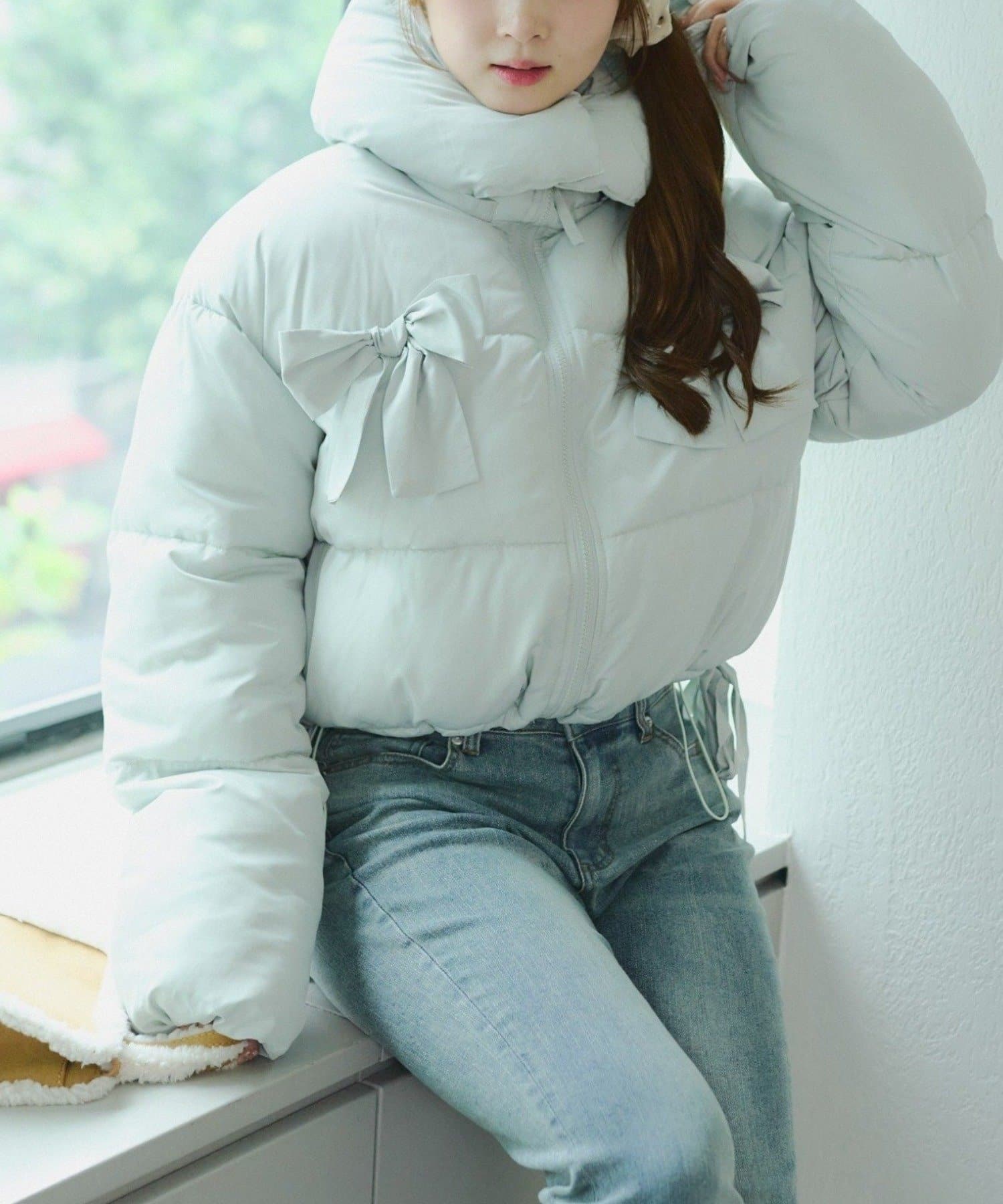 NICE CLAUP / OLIVE des OLIVE OUTLET(ナイスクラップ  / オリーブ デ オリーブ アウトレット) Xで話題！?♡冬無双できる【RMAF】取り外しできるリボン中綿ブルゾン