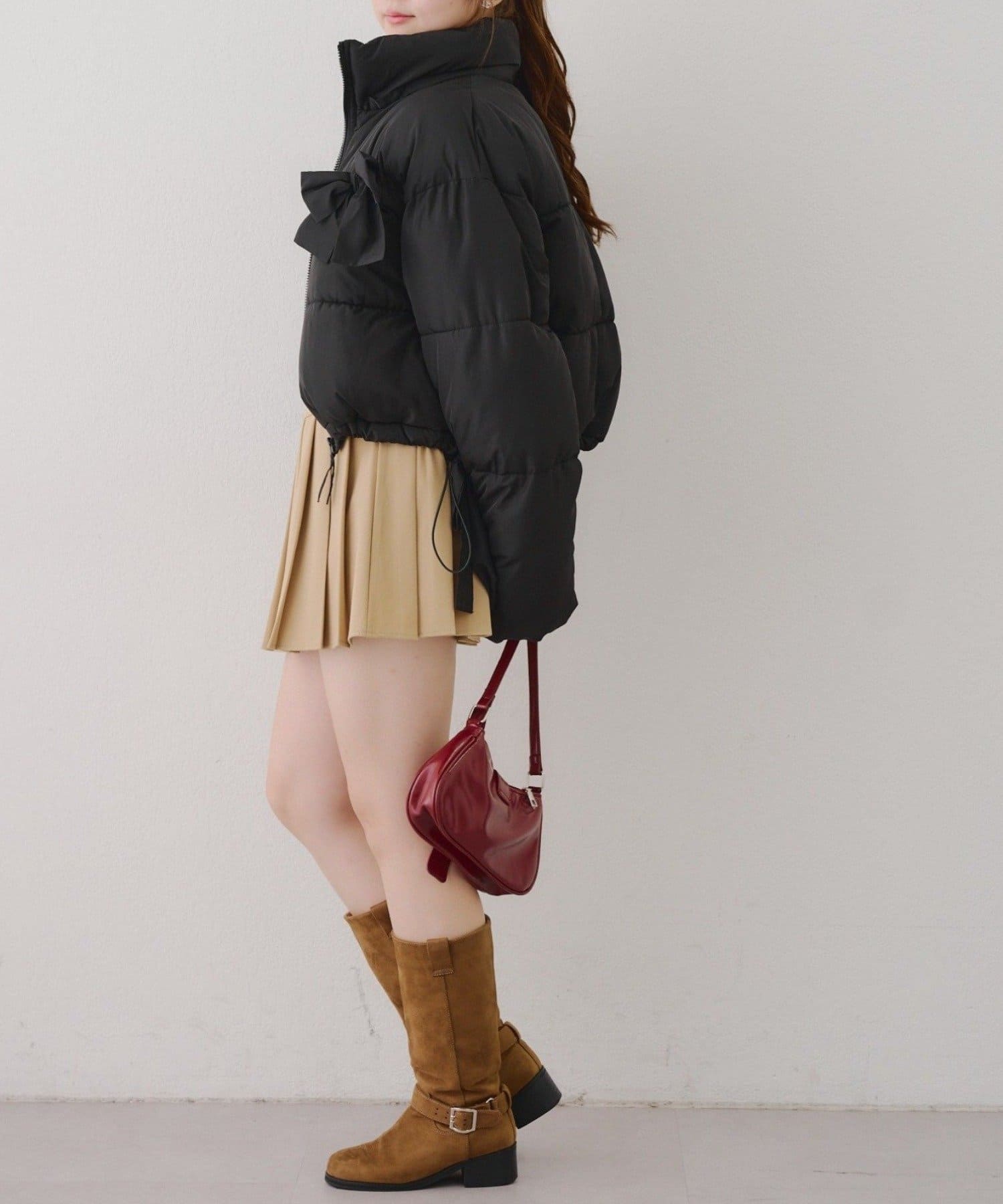 NICE CLAUP / OLIVE des OLIVE OUTLET(ナイスクラップ  / オリーブ デ オリーブ アウトレット) Xで話題！?♡冬無双できる【RMAF】取り外しできるリボン中綿ブルゾン