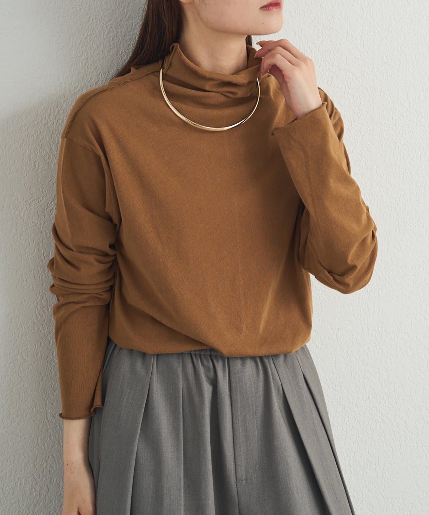 PUAL CE CIN(ピュアルセシン) 【25AW新色登場！】コットンシアーハイネックカットソー