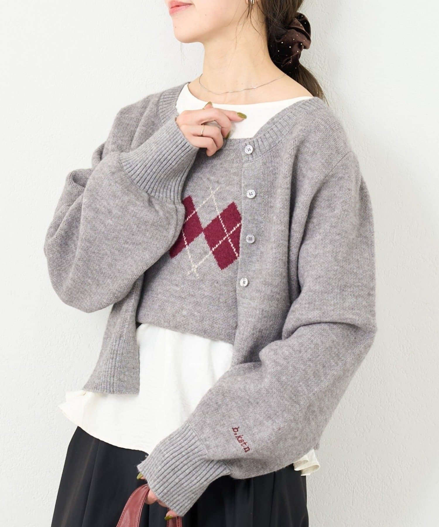 Kastane(カスタネ) B アーガイルキャミSETカーディガン