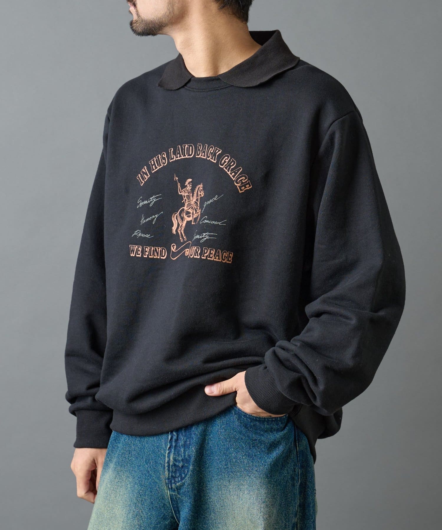 COLONY 2139(コロニー トゥーワンスリーナイン) 襟付きプリントスウェット