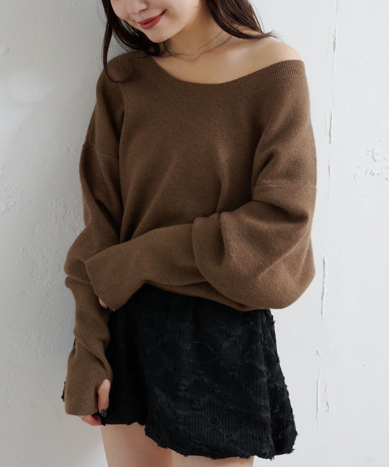 Kastane(カスタネ) 【4色展開/2WAY】メランジロングリブニット