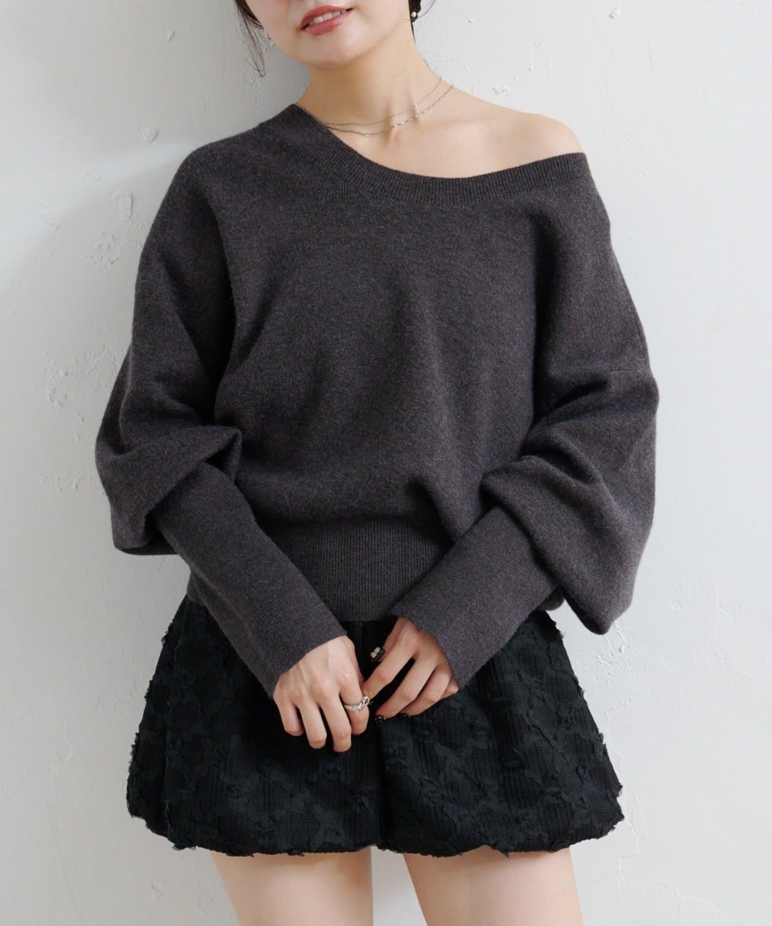 Kastane(カスタネ) 【4色展開/2WAY】メランジロングリブニット