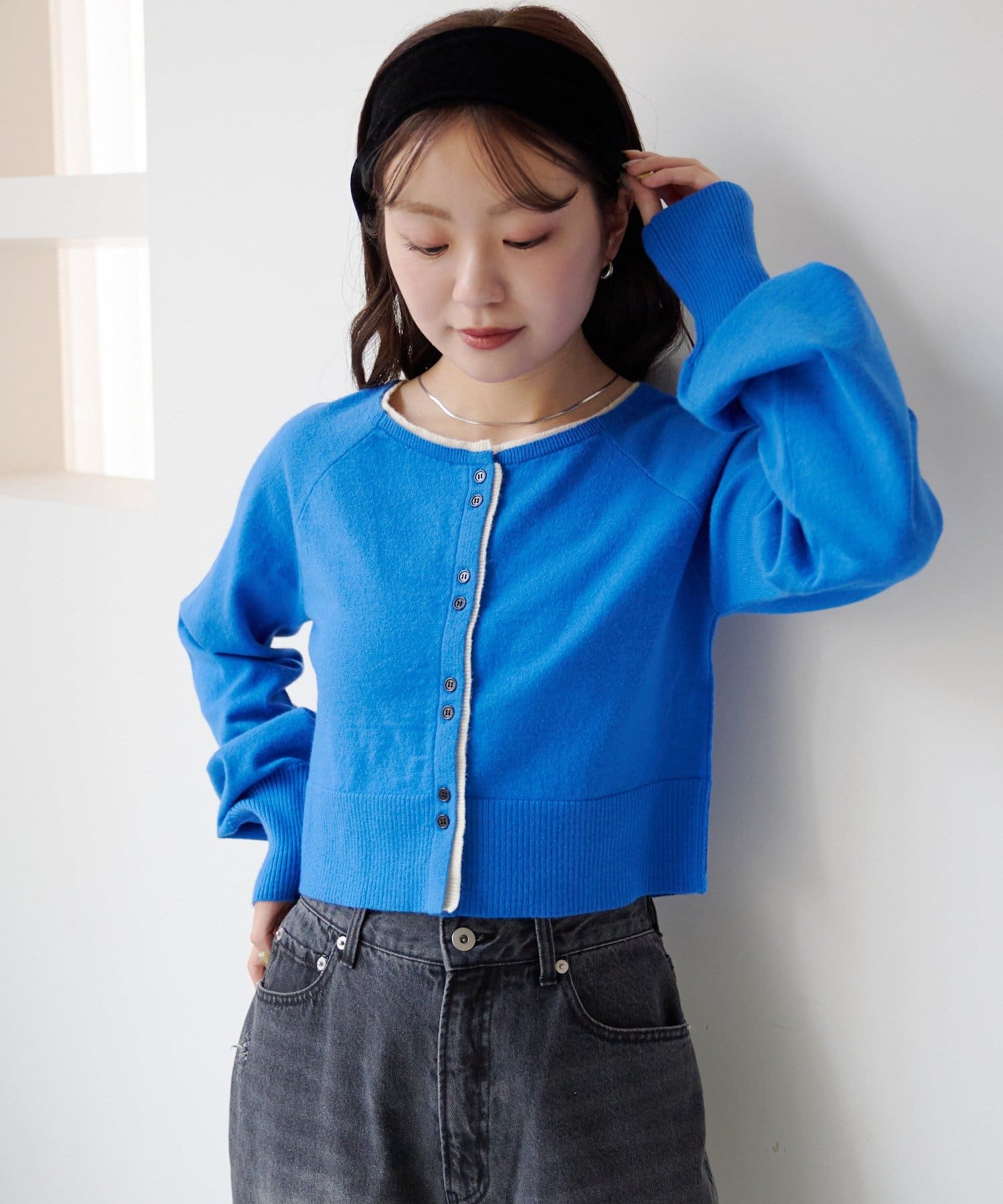 Kastane(カスタネ) 【新色追加】レイヤード配色カーディガン