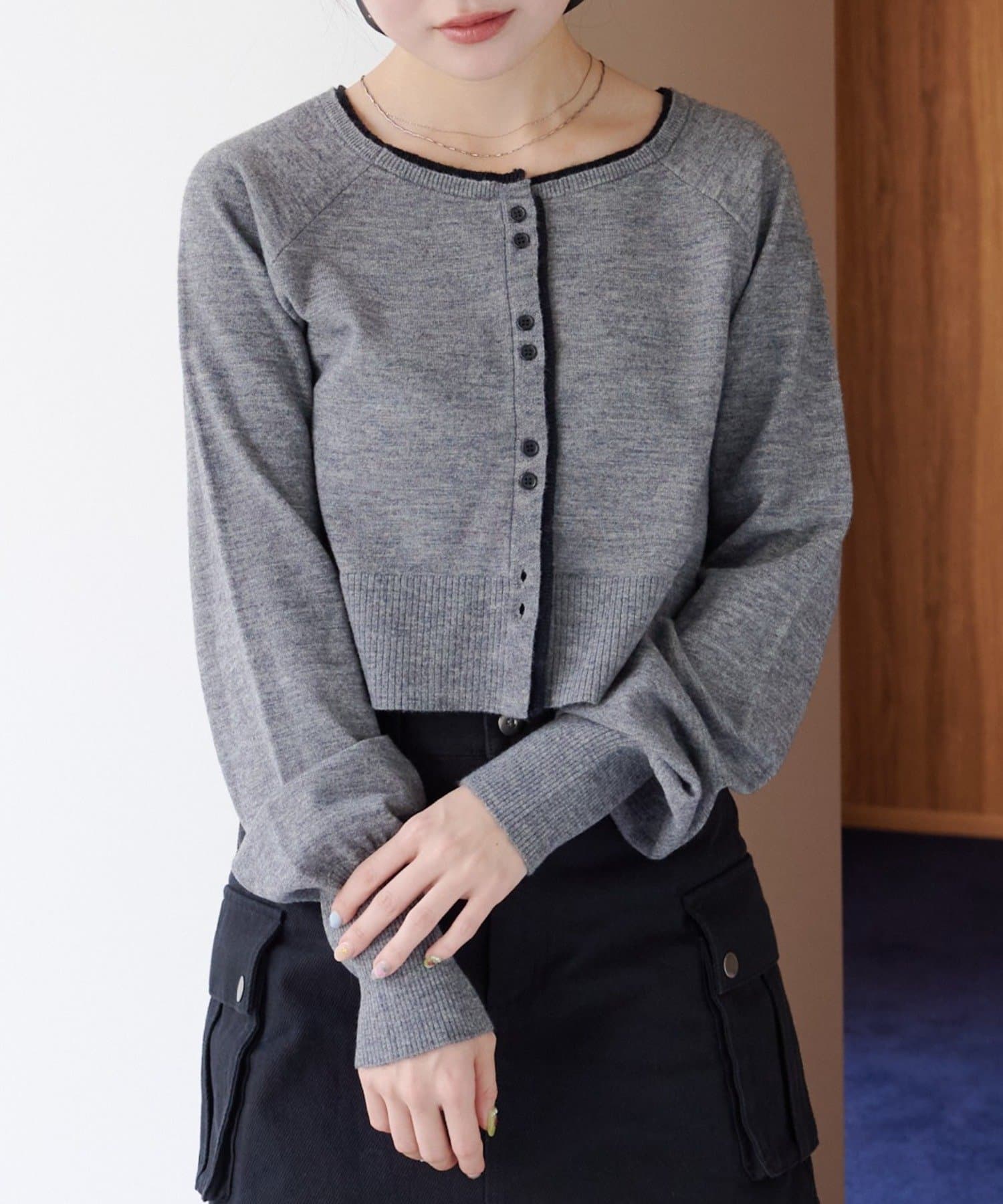 Kastane(カスタネ) 【新色追加】レイヤード配色カーディガン