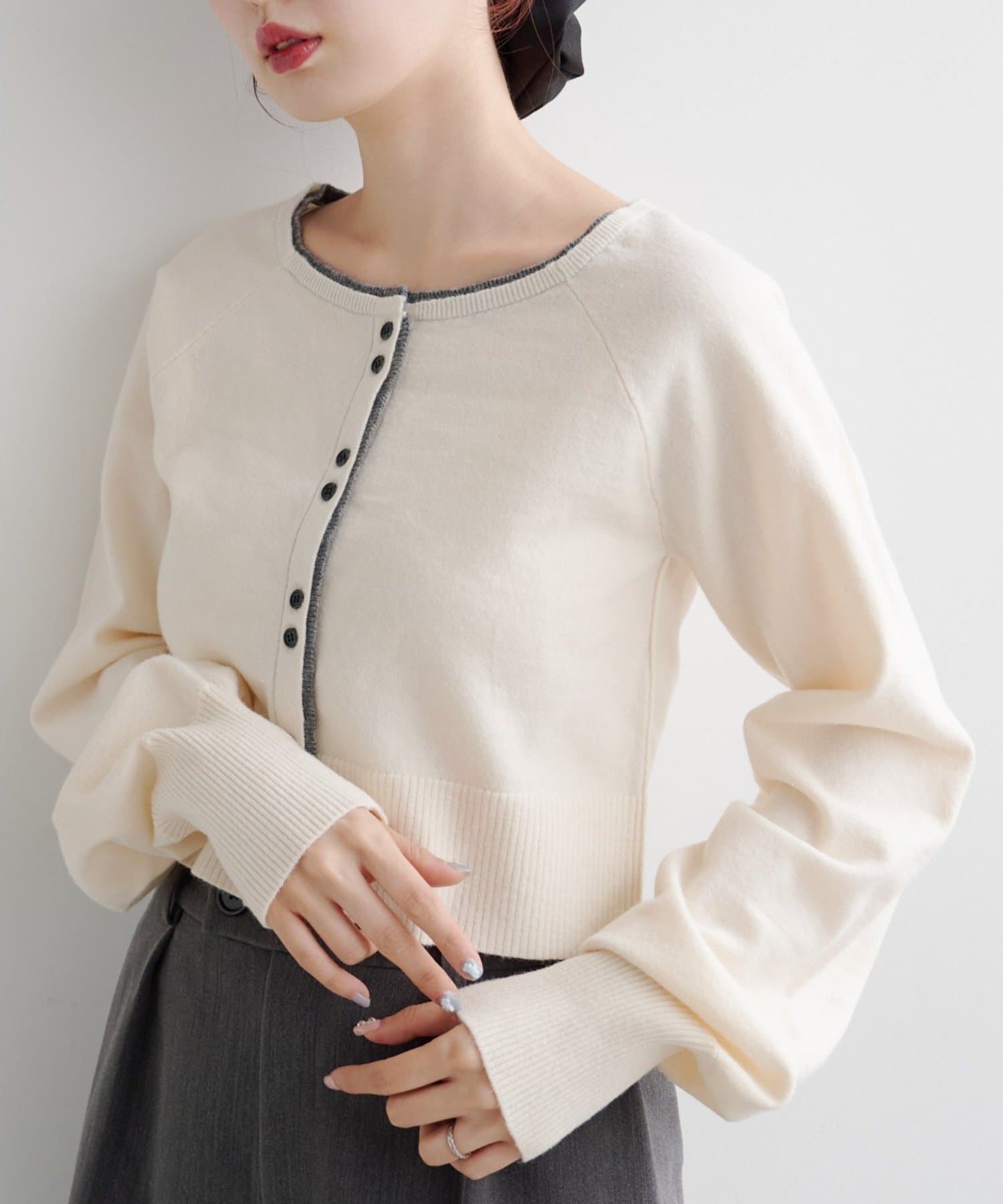 Kastane(カスタネ) 【新色追加】レイヤード配色カーディガン