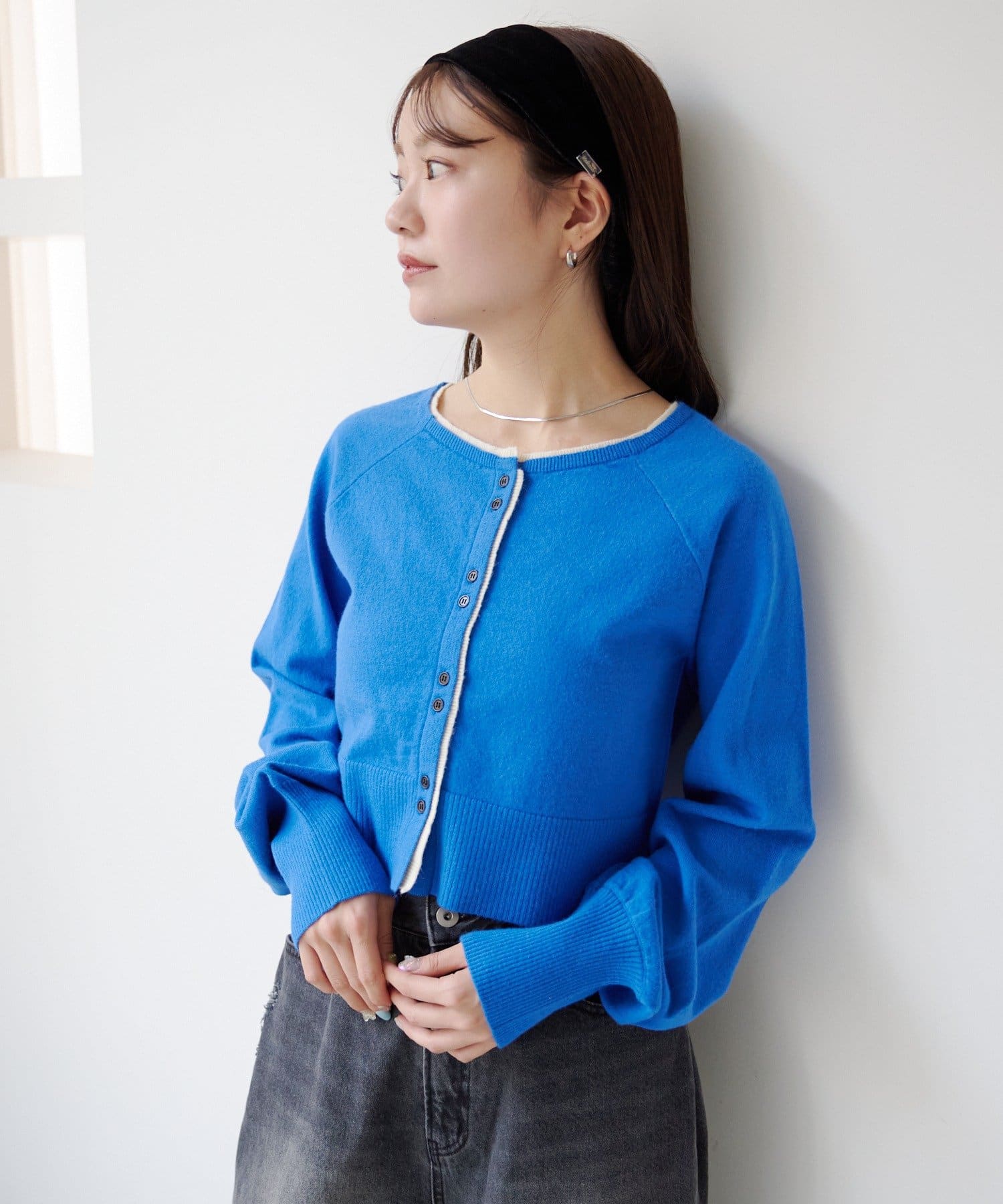 Kastane(カスタネ) 【新色追加】レイヤード配色カーディガン