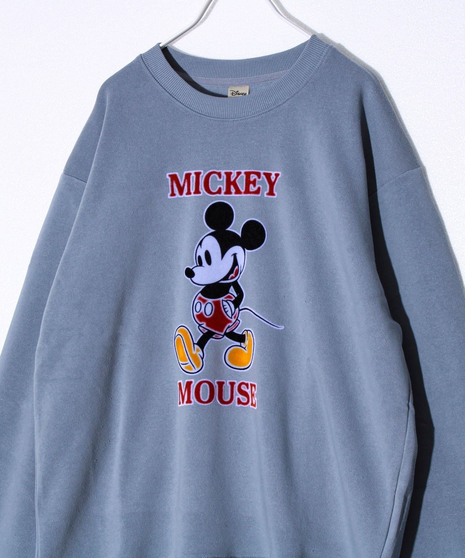 FREDY & GLOSTER(フレディ アンド グロスター) 【ミッキー】UNISEX アップリケ＆フロッキー＆横振り刺繍 裏起毛スウェット