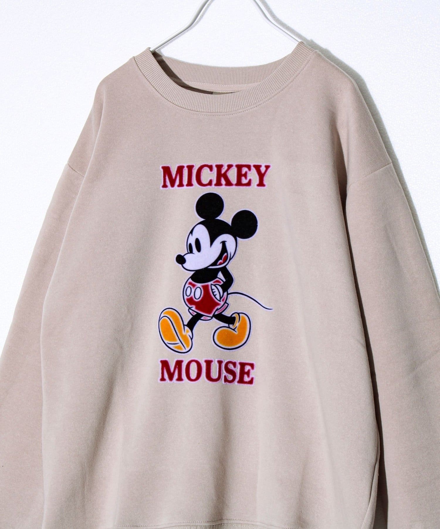 FREDY & GLOSTER(フレディ アンド グロスター) 【ミッキー】UNISEX アップリケ＆フロッキー＆横振り刺繍 裏起毛スウェット