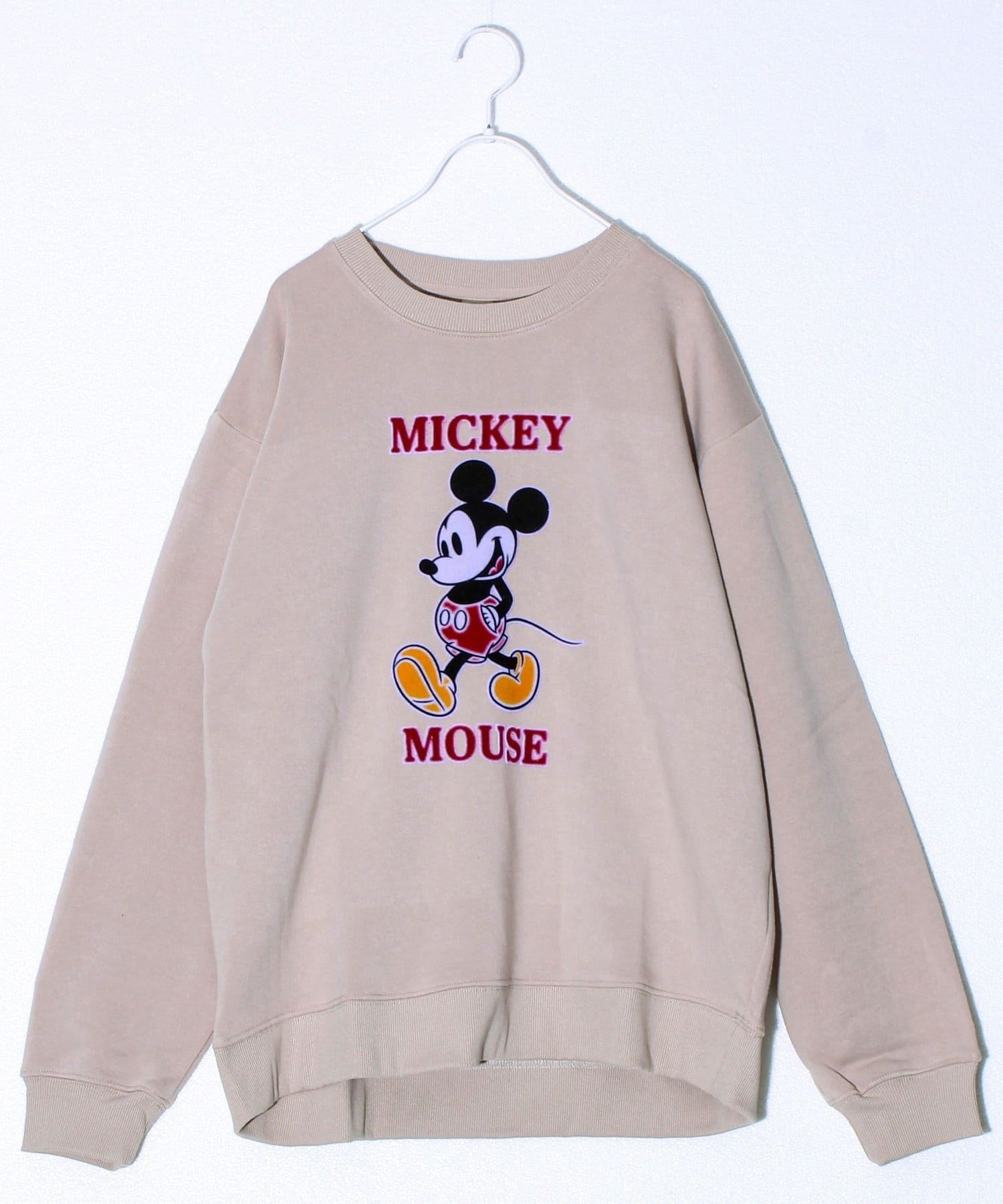 FREDY & GLOSTER(フレディ アンド グロスター) 【ミッキー】UNISEX アップリケ＆フロッキー＆横振り刺繍 裏起毛スウェット