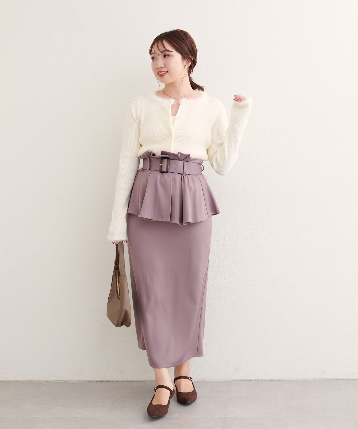 natural couture(ナチュラルクチュール) 【WEB限定】〈canami〉ペプラムベルトナロースカート