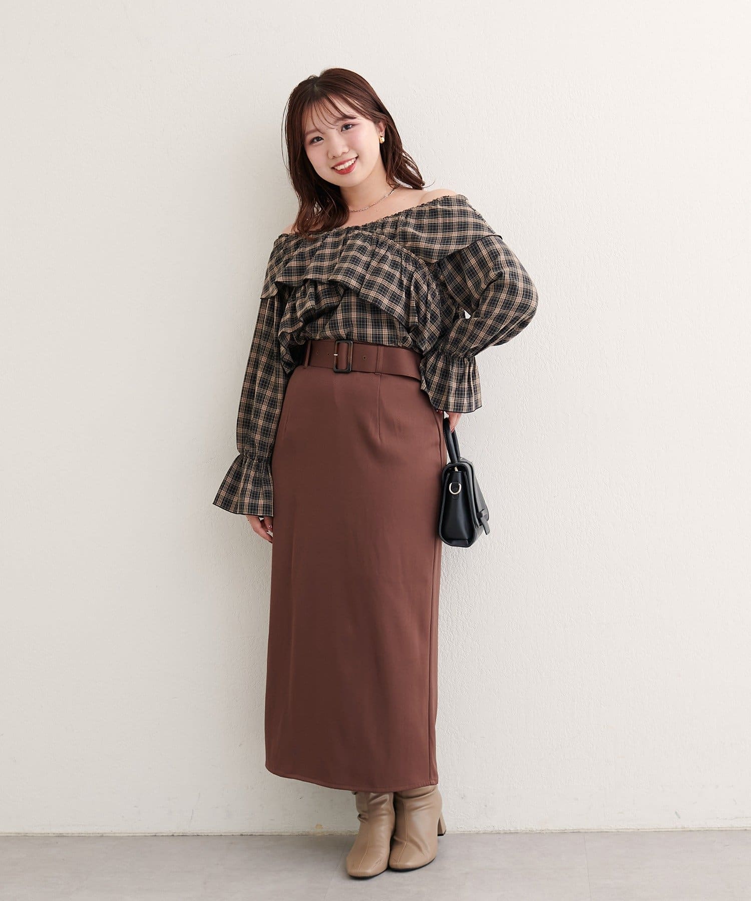 natural couture(ナチュラルクチュール) 【WEB限定】〈canami〉ペプラムベルトナロースカート