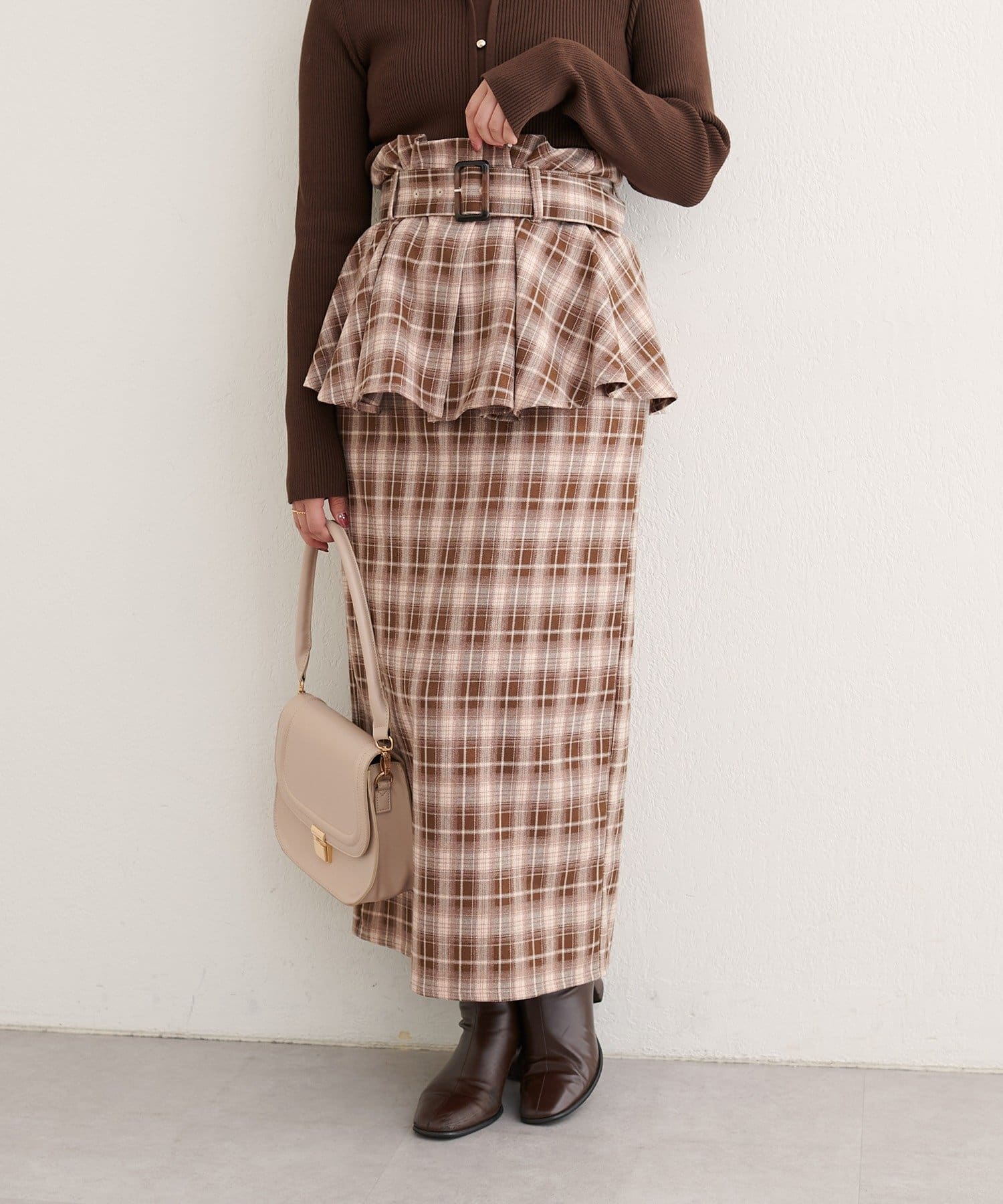 natural couture(ナチュラルクチュール) 【WEB限定】〈canami〉ペプラムベルトナロースカート