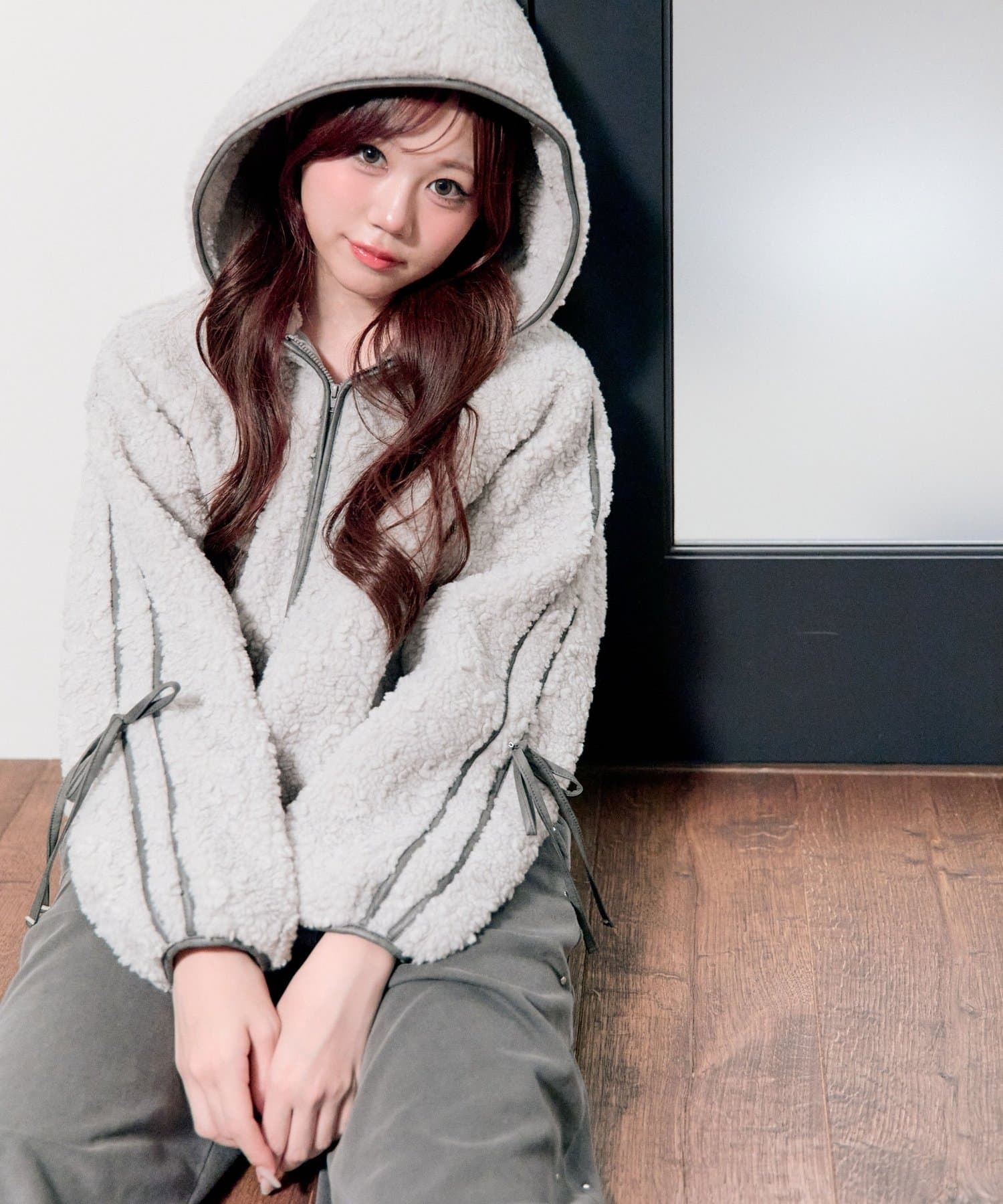 OLIVE des OLIVE(オリーブ デ オリーブ) パイピングショートボアブルゾン