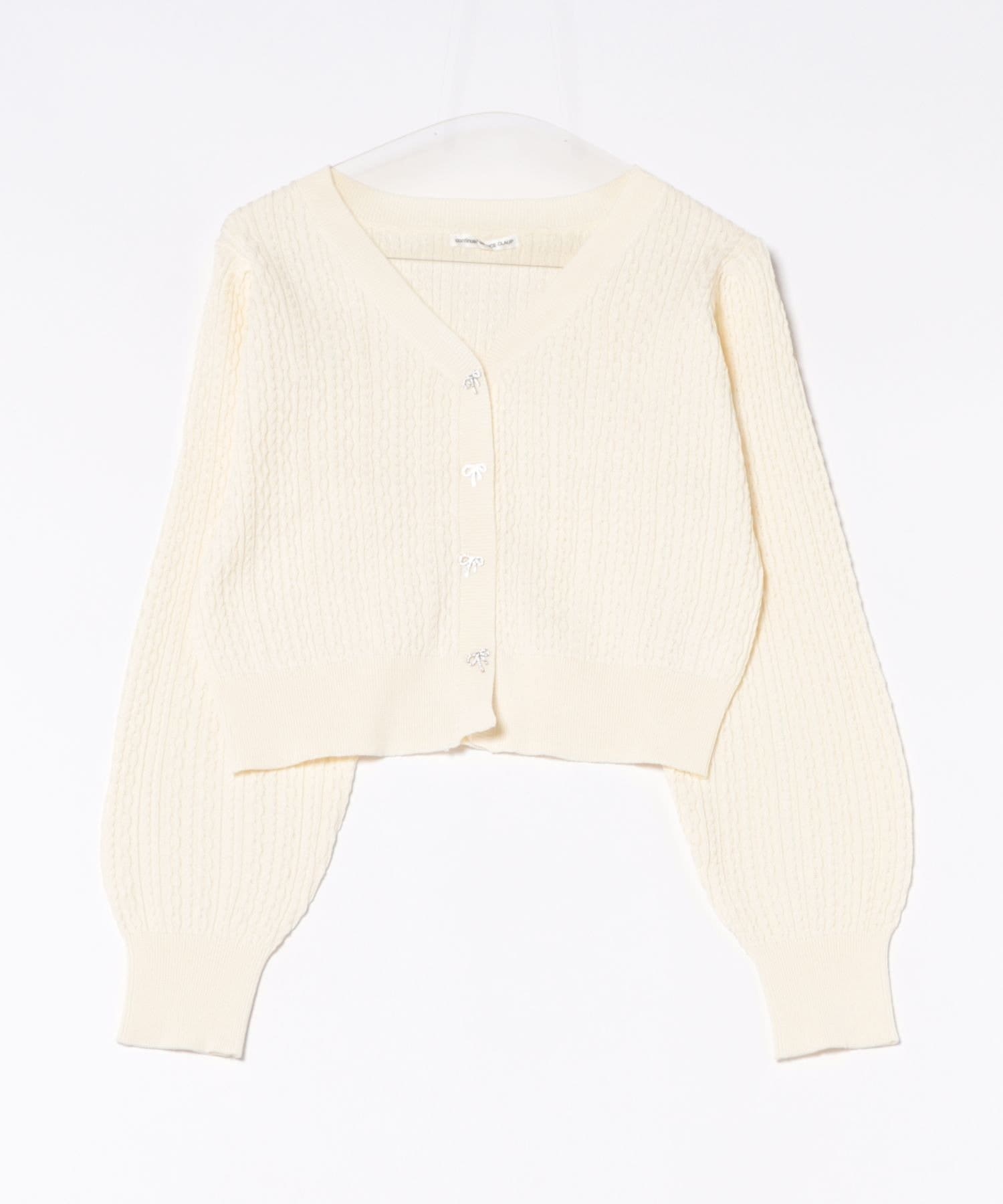 NICE CLAUP / OLIVE des OLIVE OUTLET(ナイスクラップ  / オリーブ デ オリーブ アウトレット) ベビーケーブルリボンカーディガン