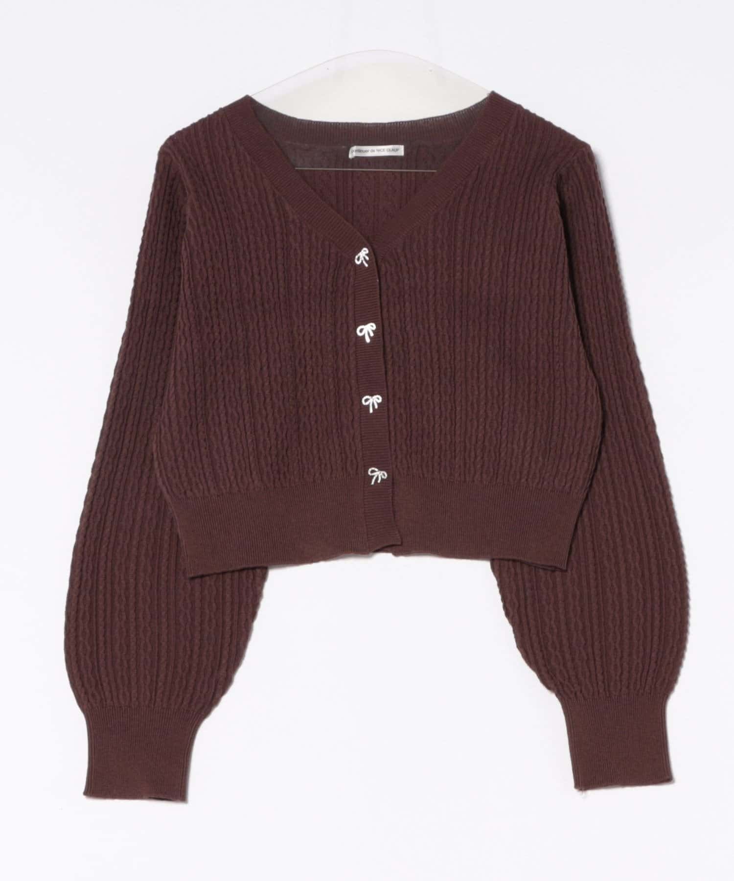 NICE CLAUP / OLIVE des OLIVE OUTLET(ナイスクラップ  / オリーブ デ オリーブ アウトレット) ベビーケーブルリボンカーディガン