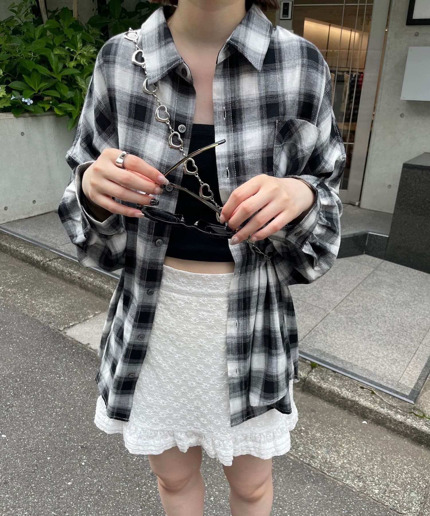 mline(エムライン) [mline]ロゴ刺繍チェックシャツ