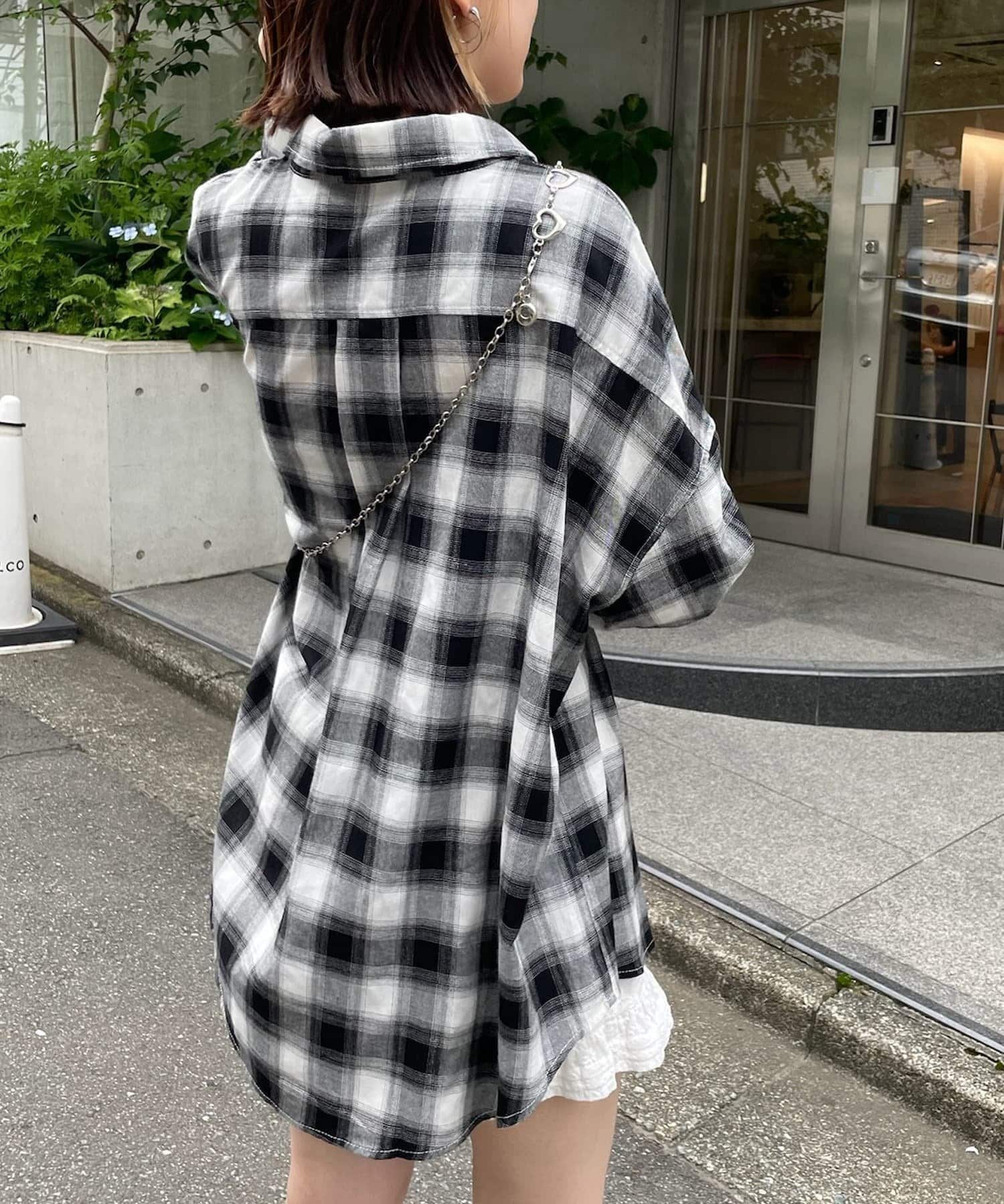 mline(エムライン) [mline]ロゴ刺繍チェックシャツ