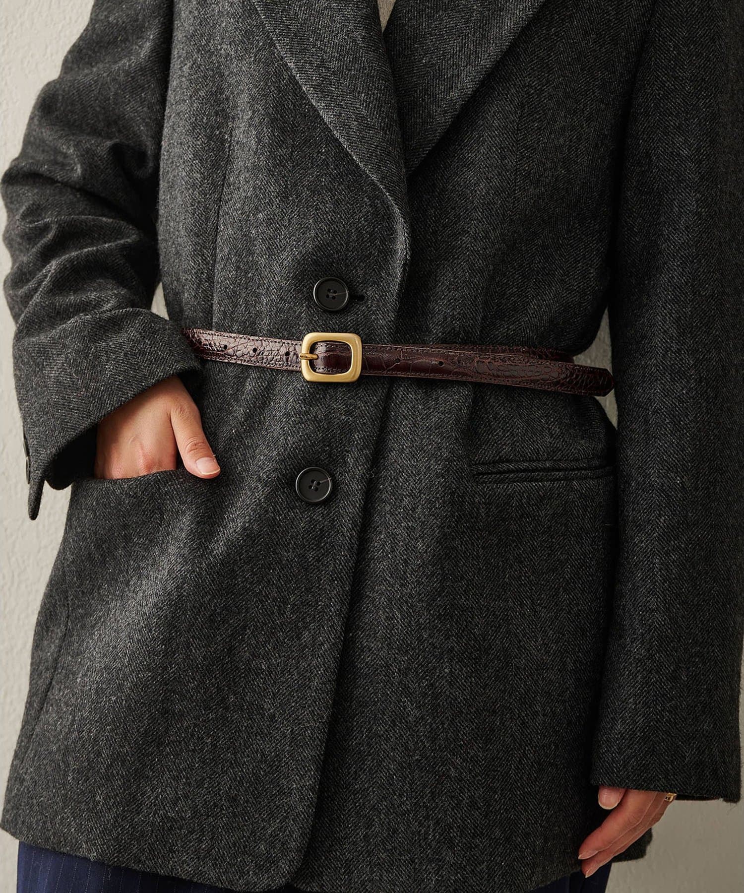 Whim Gazette(ウィム ガゼット) 【Hoaw.】型押しナローベルト