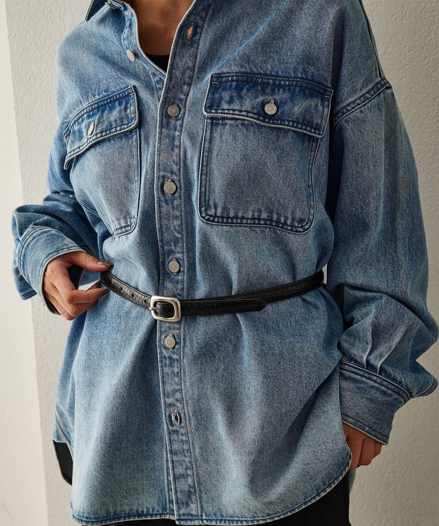 Whim Gazette(ウィム ガゼット) 【Hoaw.】型押しナローベルト