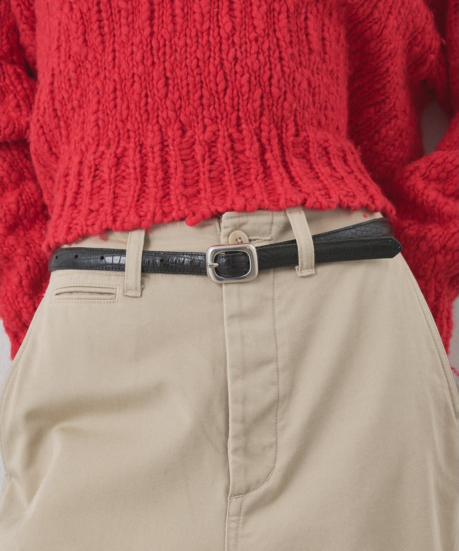 Whim Gazette(ウィム ガゼット) 【Hoaw.】型押しナローベルト