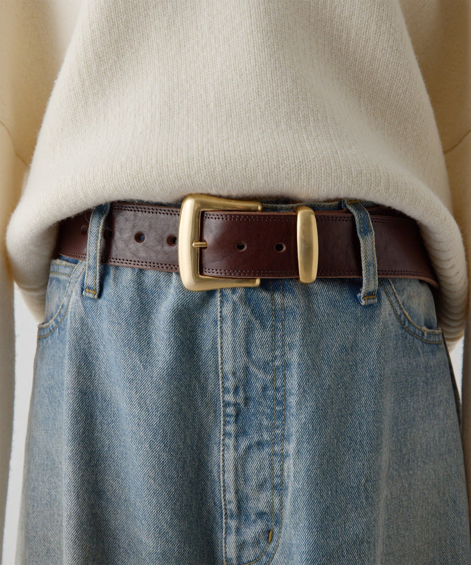 Whim Gazette(ウィム ガゼット) 【Hoaw.】Wステッチワイドベルト