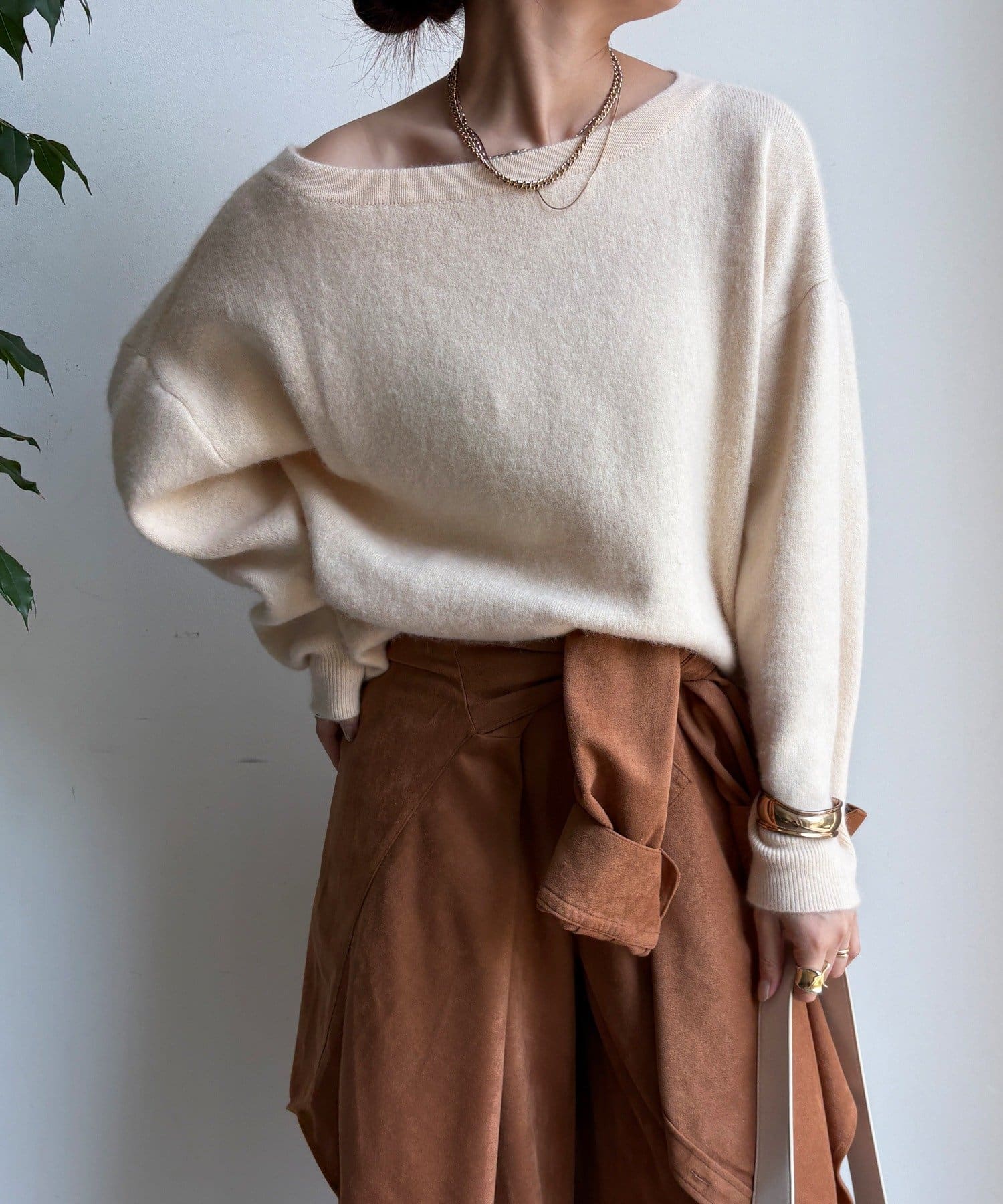 DOUDOU(ドゥドゥ) フォックスウールボートネックプルオーバー