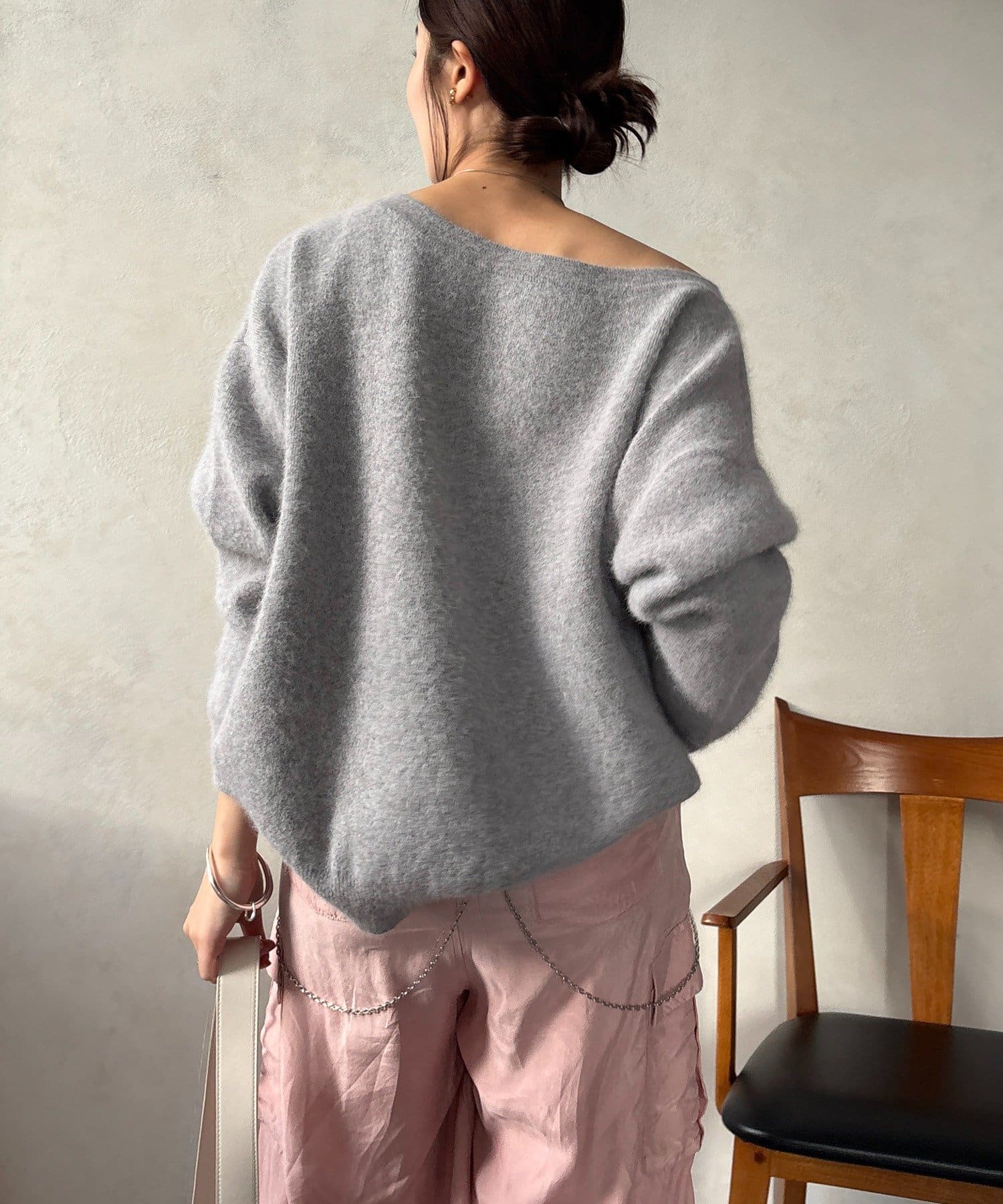 DOUDOU(ドゥドゥ) ファーウールボートネックプルオーバー