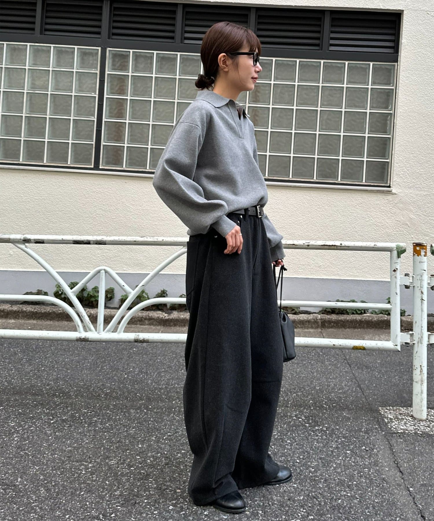 DISCOAT(ディスコート) 【ユニセックス】ウールライクバレルレッグパンツ