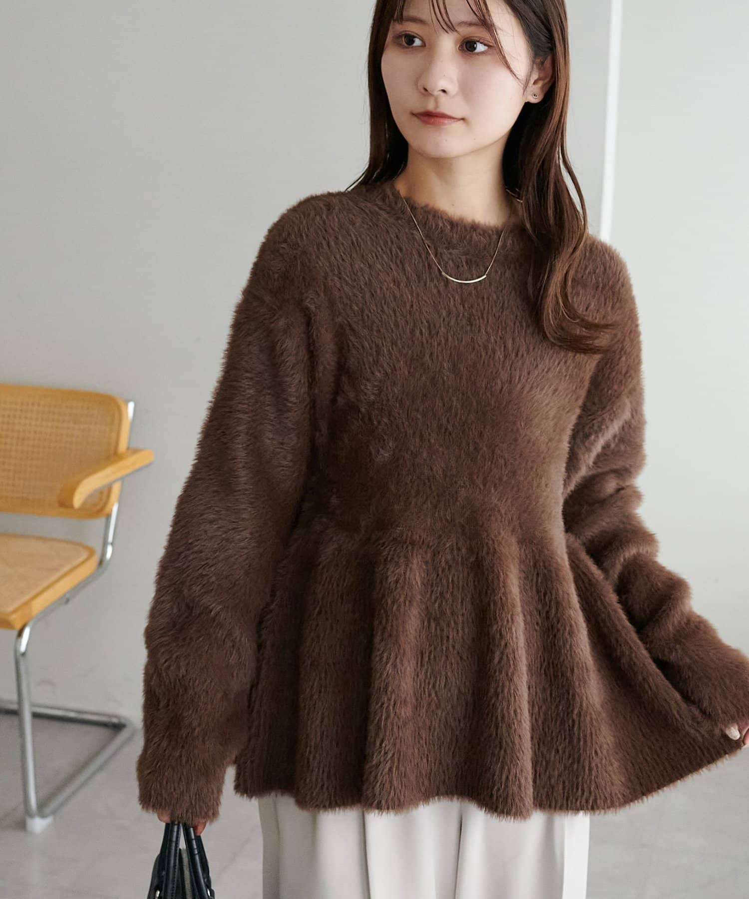 DISCOAT(ディスコート) 【WEB限定】ペプラムシャギーニット