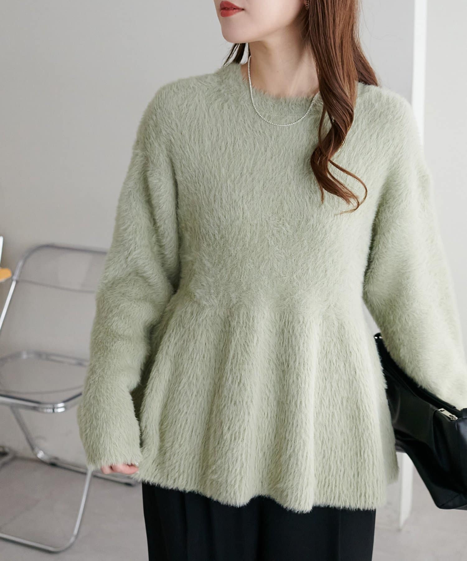 DISCOAT(ディスコート) 【WEB限定】ペプラムシャギーニット