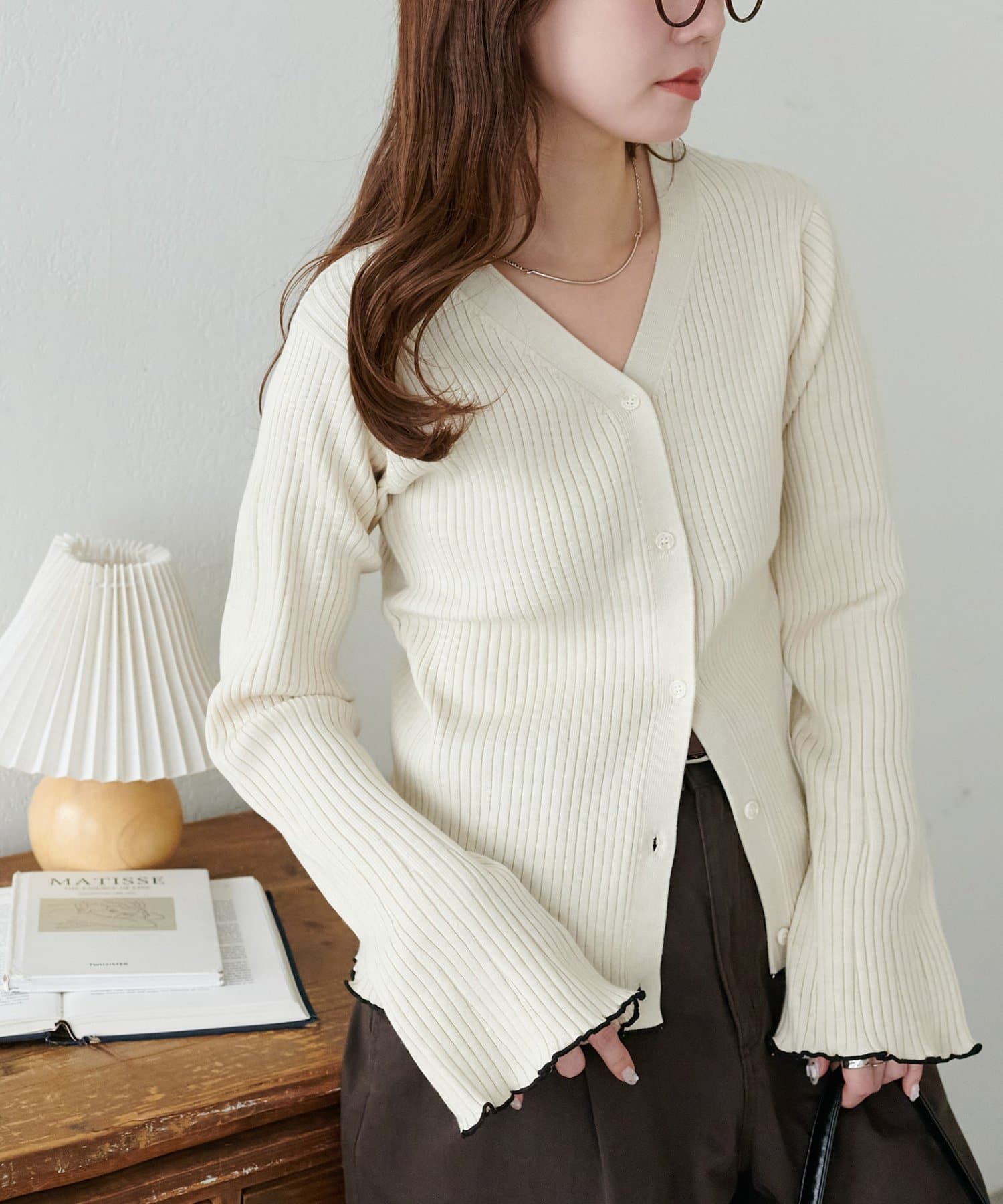 DISCOAT(ディスコート) 【細見えトップス/WEB限定】リブメローニット