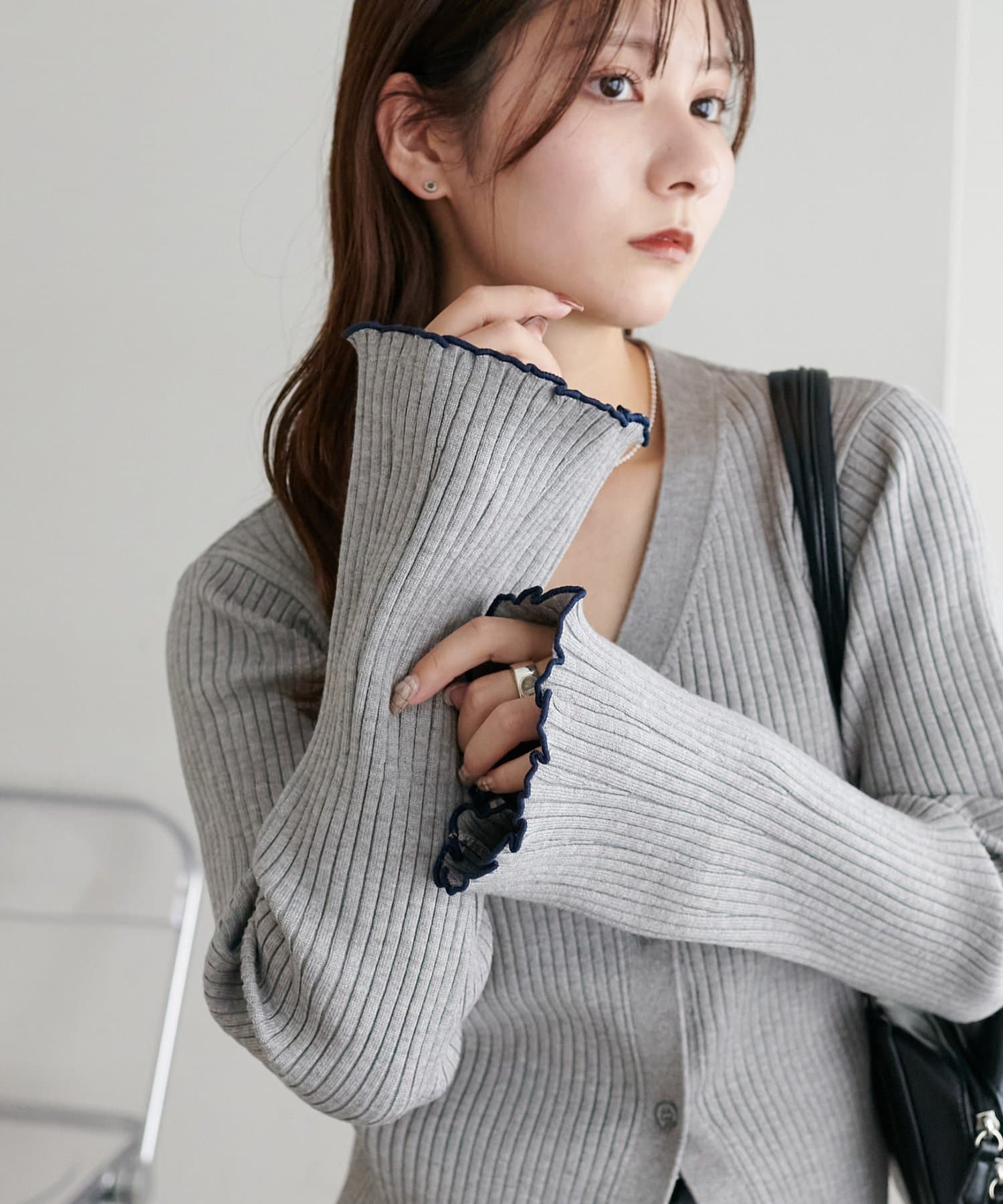 DISCOAT(ディスコート) 【細見えトップス/WEB限定】リブメローニット