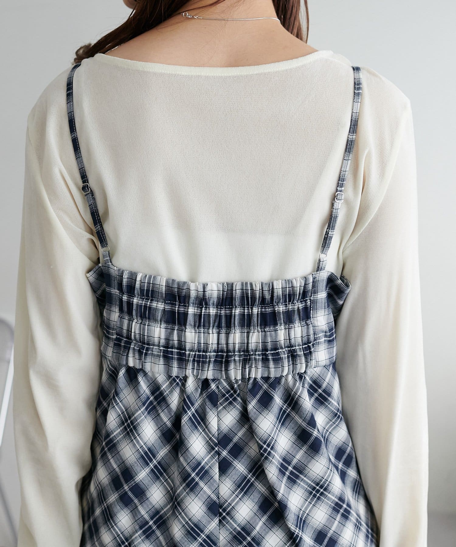 DISCOAT(ディスコート) 【チェック柄が映える!/着回し万能/WEB限定】オンブレチェックキャミワンピース