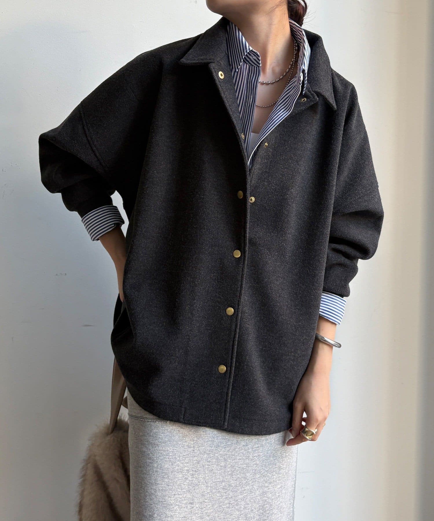 DOUDOU(ドゥドゥ) 【WEB限定】ライトメルトンシャツジャケット