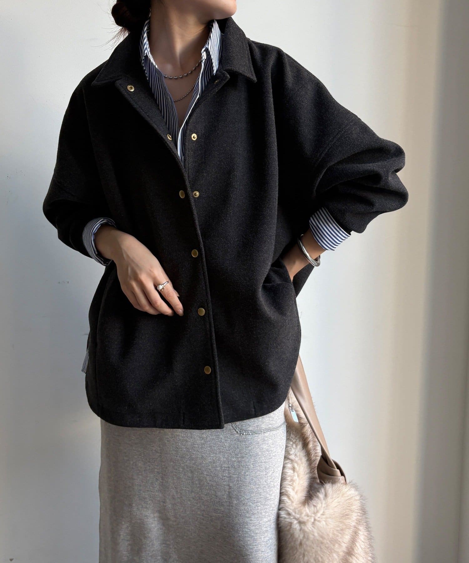 DOUDOU(ドゥドゥ) 【WEB限定】ライトメルトンシャツジャケット