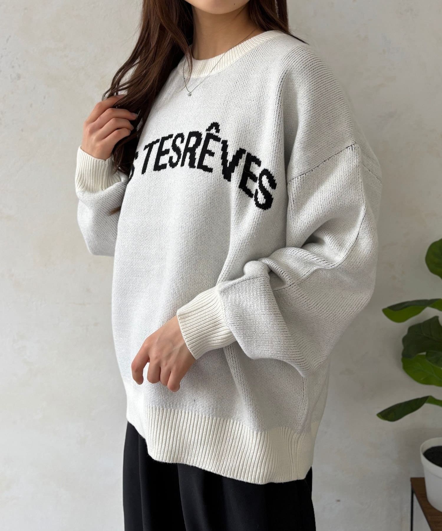 LOCUST(ローカスト) 【チクチク感０・一枚で着映える】ロゴジャガードニット②