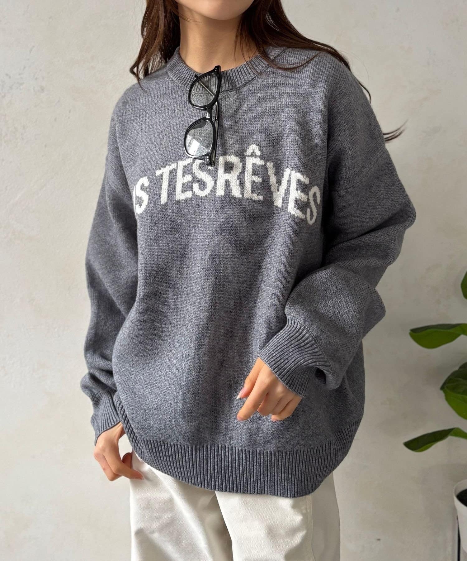 LOCUST(ローカスト) 【チクチク感０・一枚で着映える】ロゴジャガードニット②