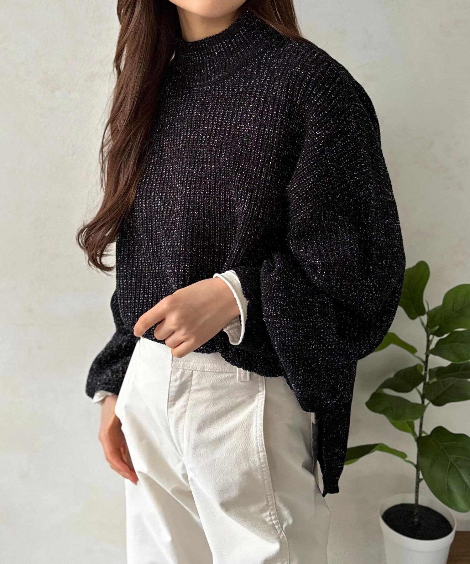 LOCUST(ローカスト) 【着映えアイテム】ラメニットハイネックプルオーバー