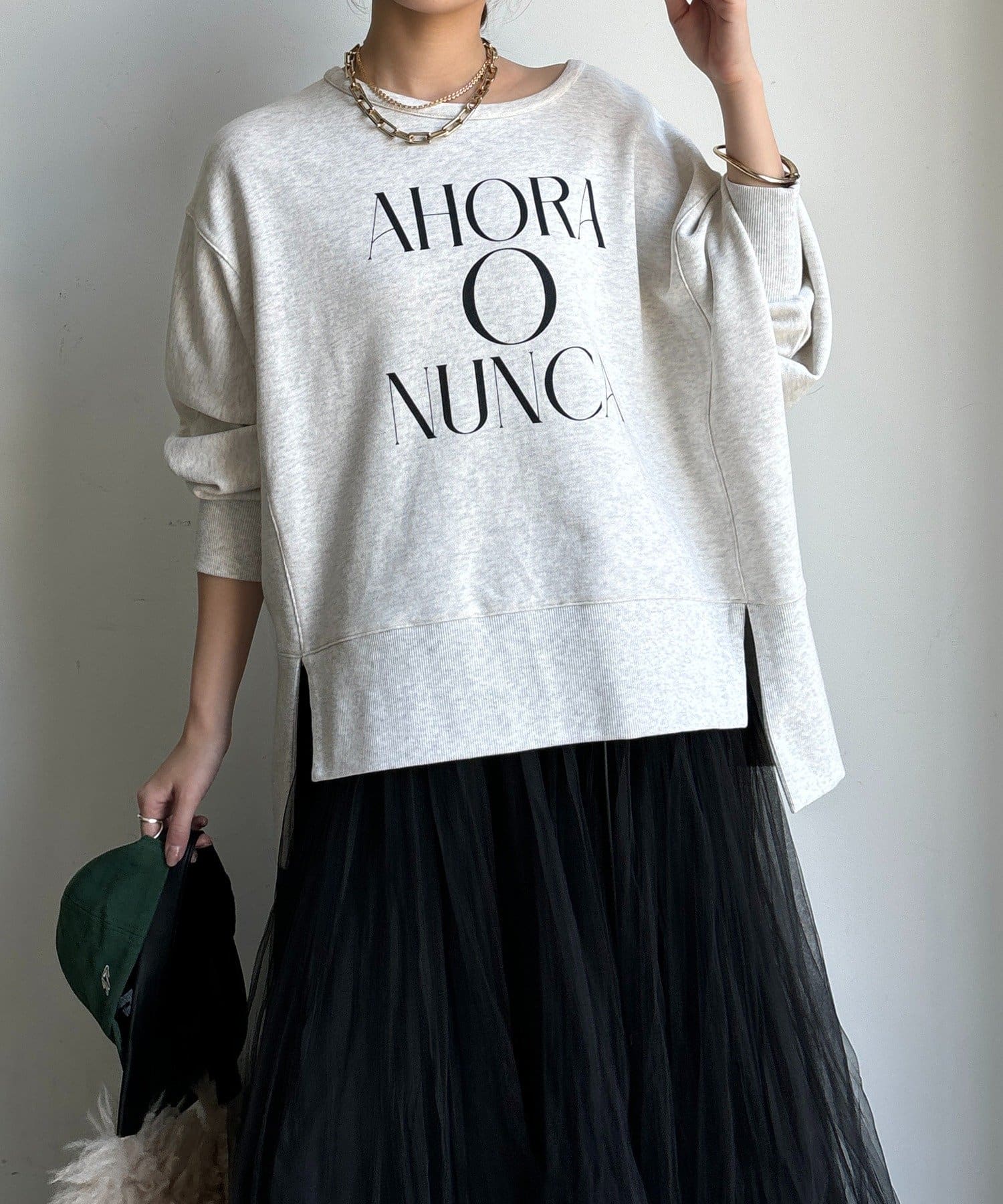 DOUDOU(ドゥドゥ) 【WEB限定】サイドスリットロゴスウェット