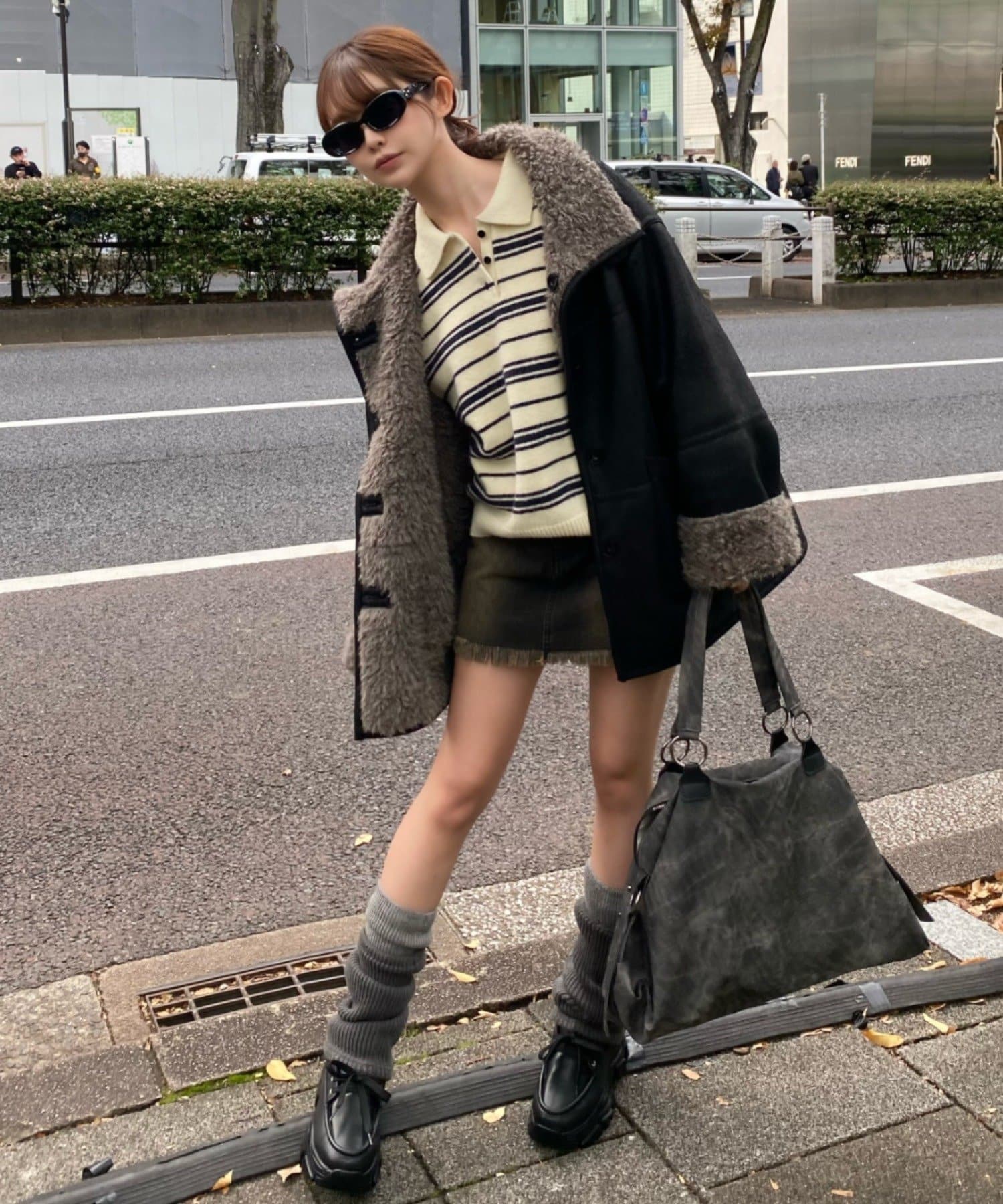 RAY CASSIN(レイカズン) 配色レッグウォーマー