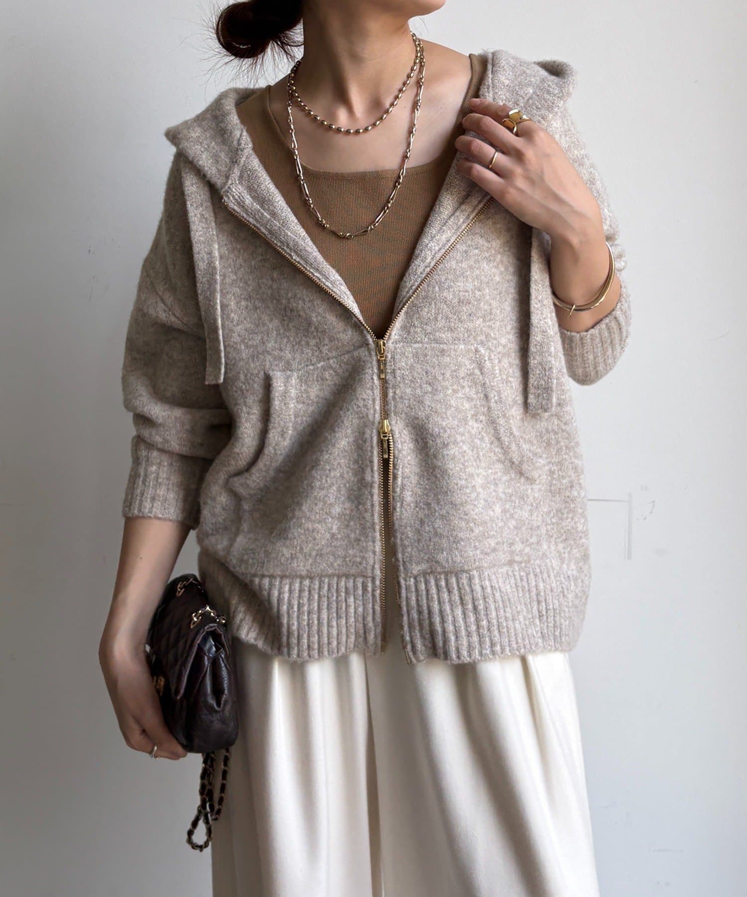 DOUDOU(ドゥドゥ) ホイップヤーンジップフーディー