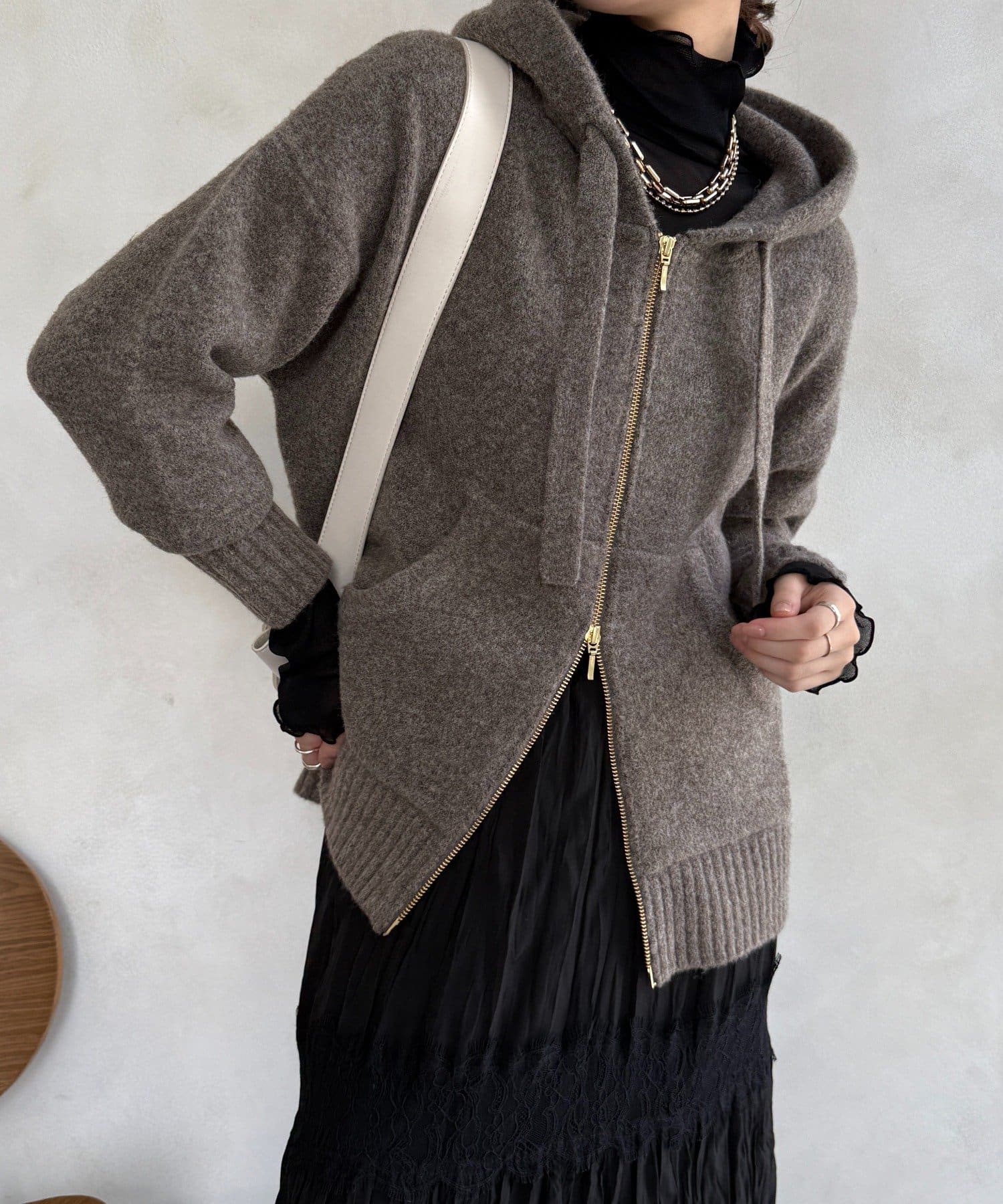 DOUDOU(ドゥドゥ) ホイップヤーンジップフーディー