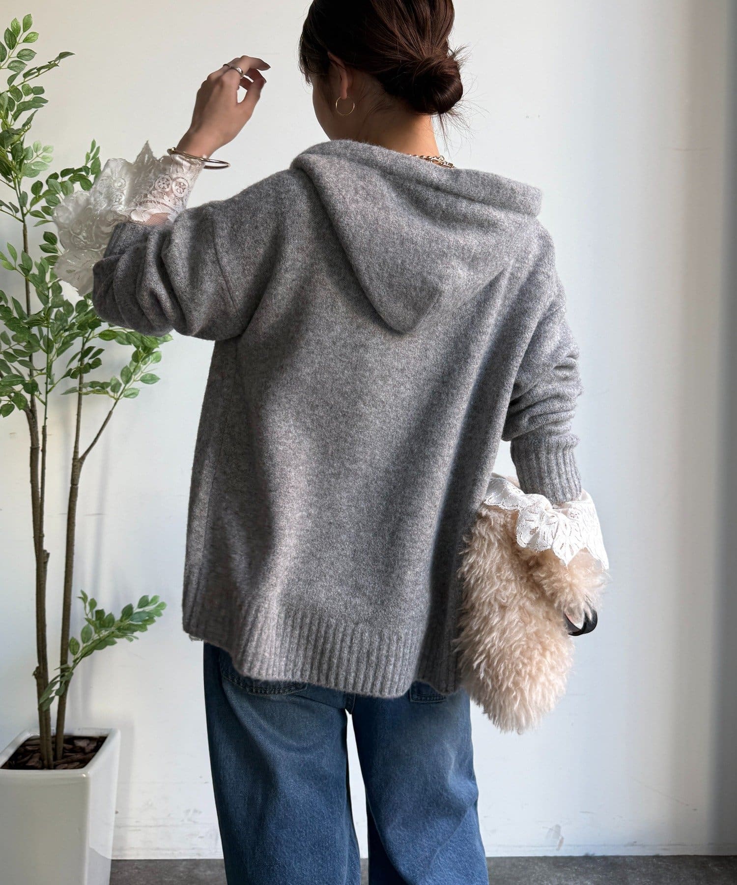 DOUDOU(ドゥドゥ) ホイップヤーンジップフーディー