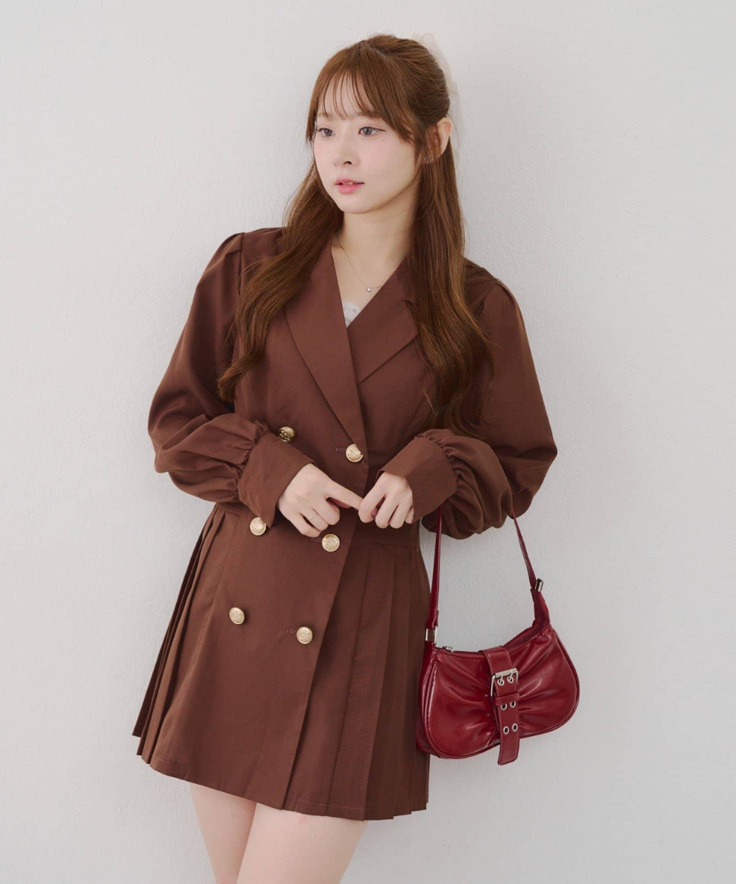 NICE CLAUP / OLIVE des OLIVE OUTLET(ナイスクラップ  / オリーブ デ オリーブ アウトレット) テーラードプリーツミニワンピ