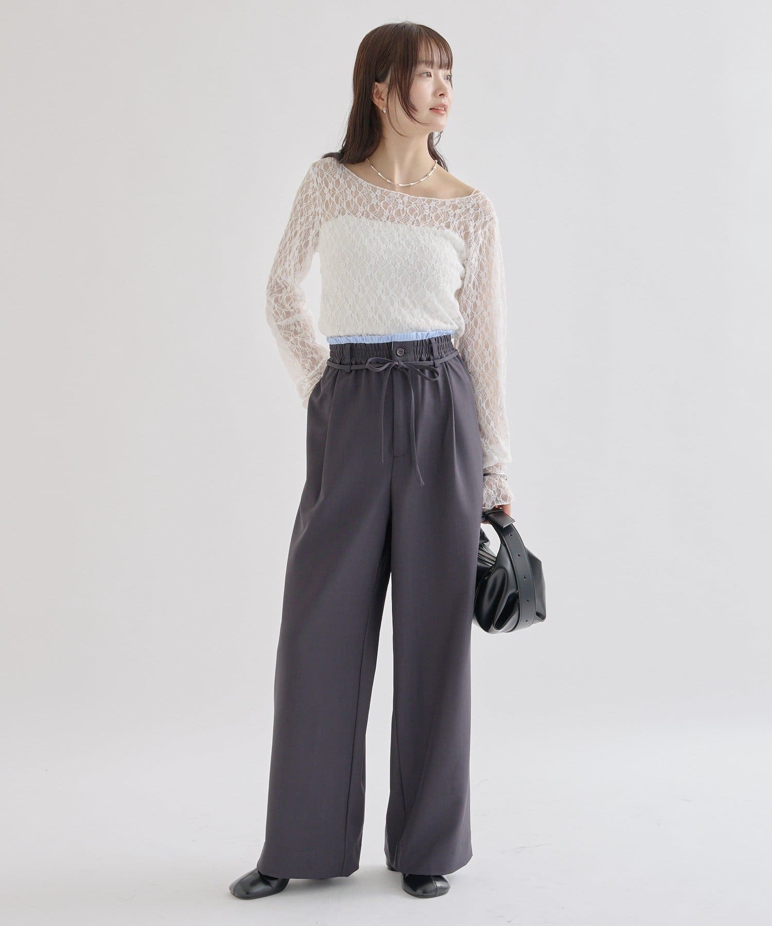 mystic(ミスティック) 【ウエストの配色がポイント!】Wベルトパンツ