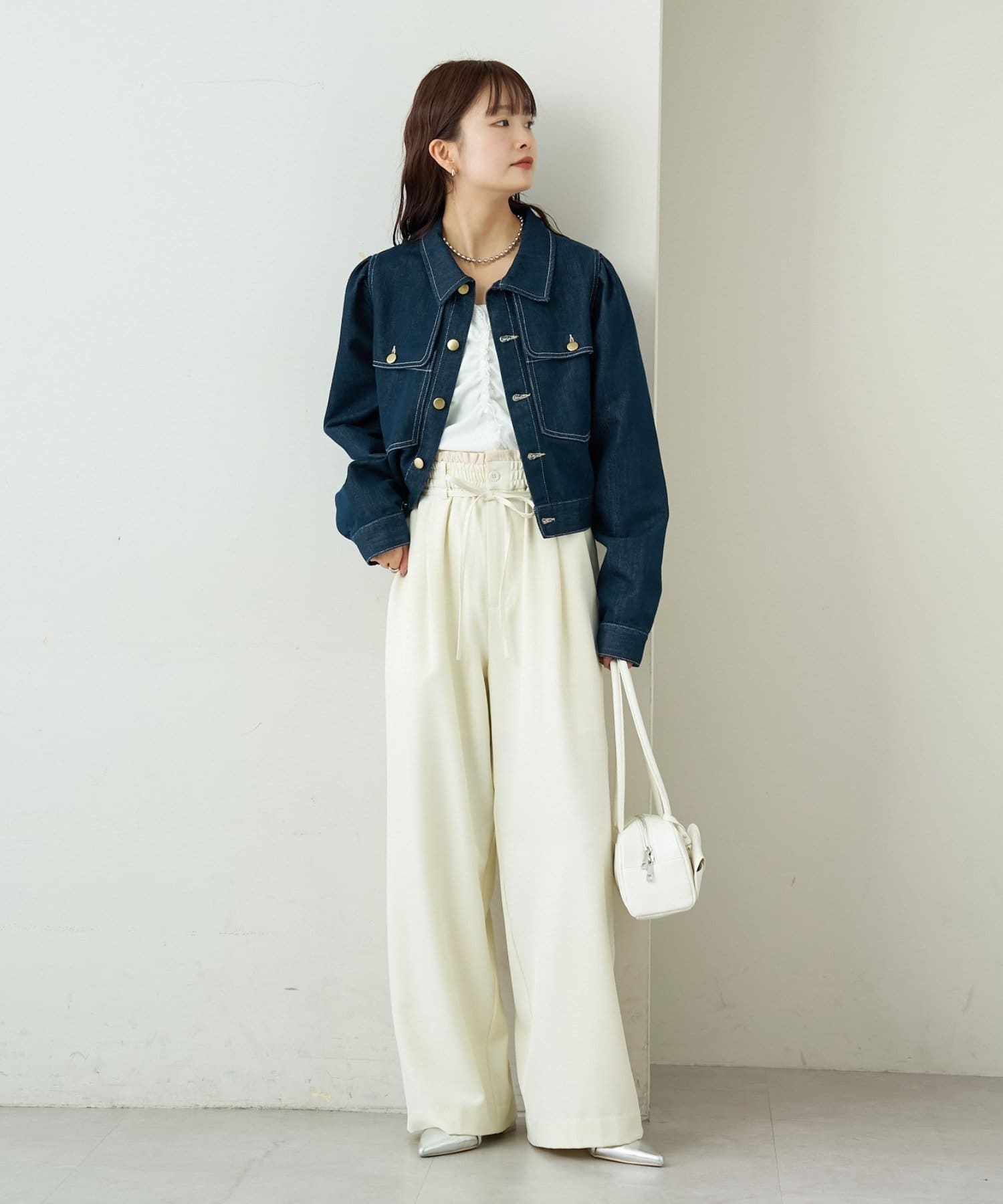 mystic(ミスティック) 【新色NAVYが登場/ストライプ柄、無地 / ウエストの配色がポイント】Wベルトパンツ