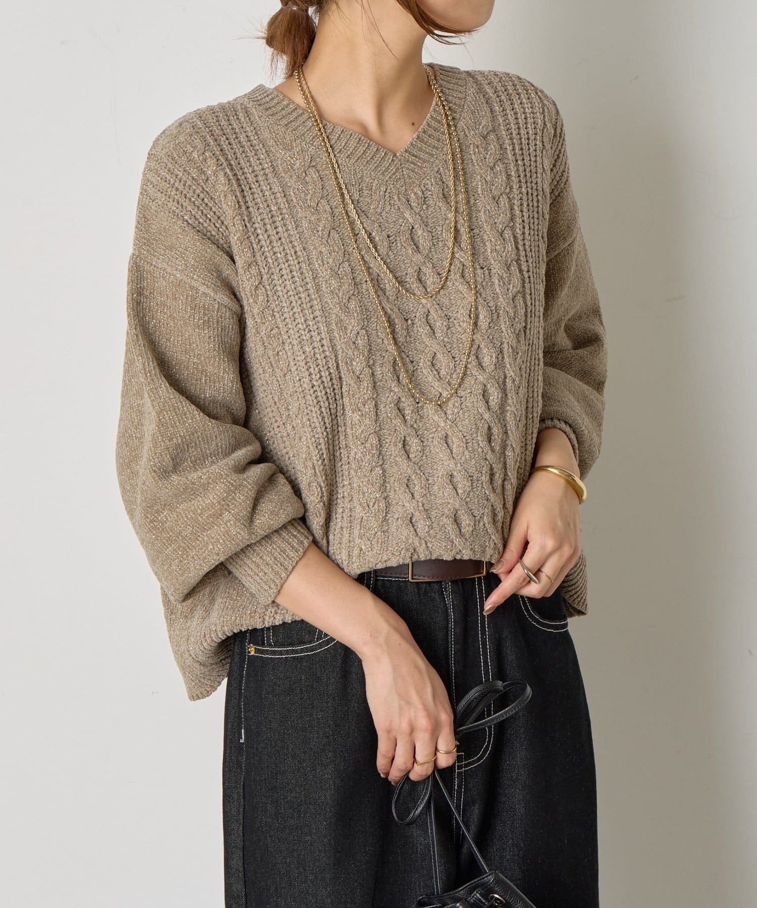 Jena　espace merveilleux(ジェナ　エスパスメルヴェイユ) モールケーブルラメニット