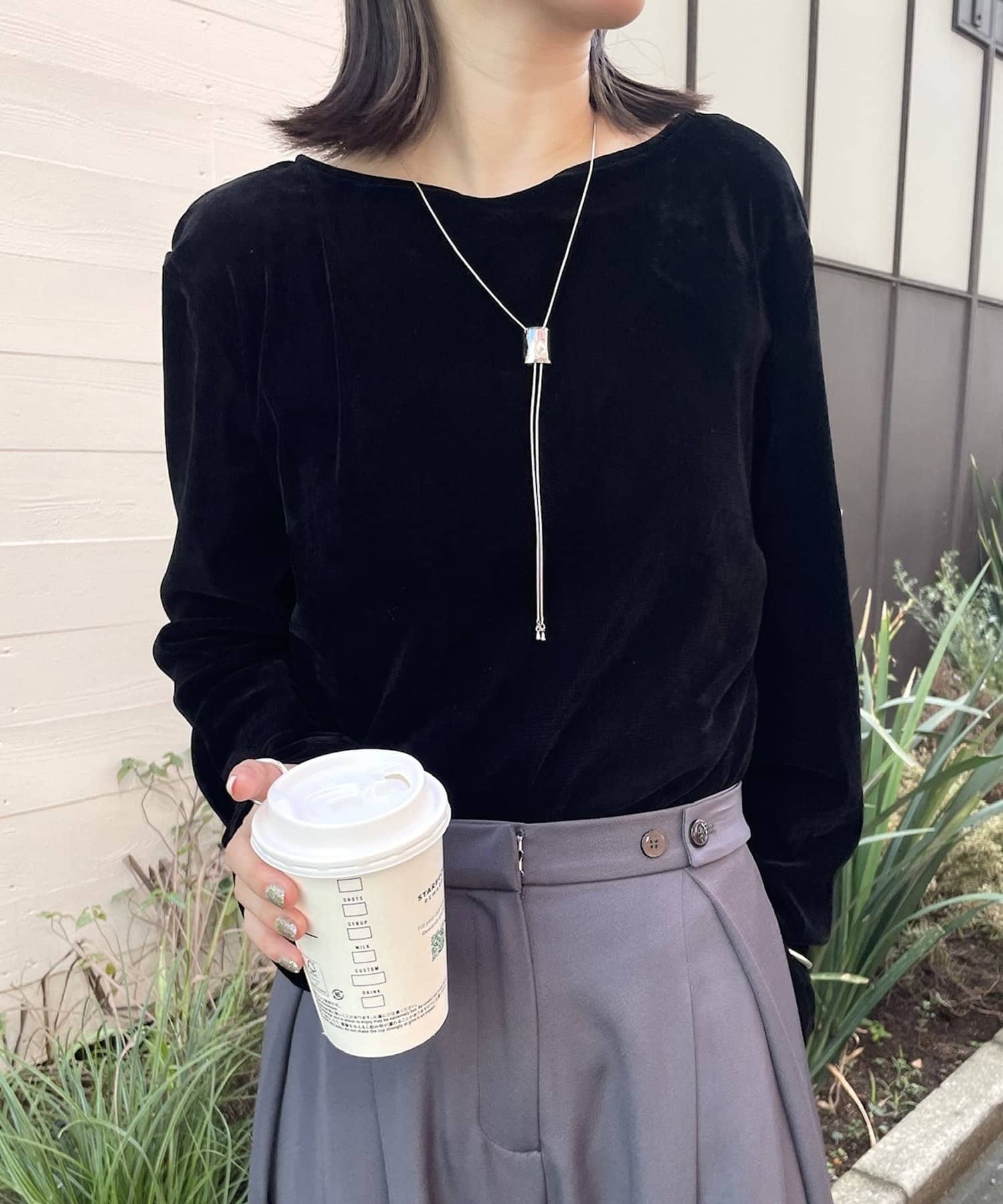 mline(エムライン) [mline]シアーベロア ギャザートップス